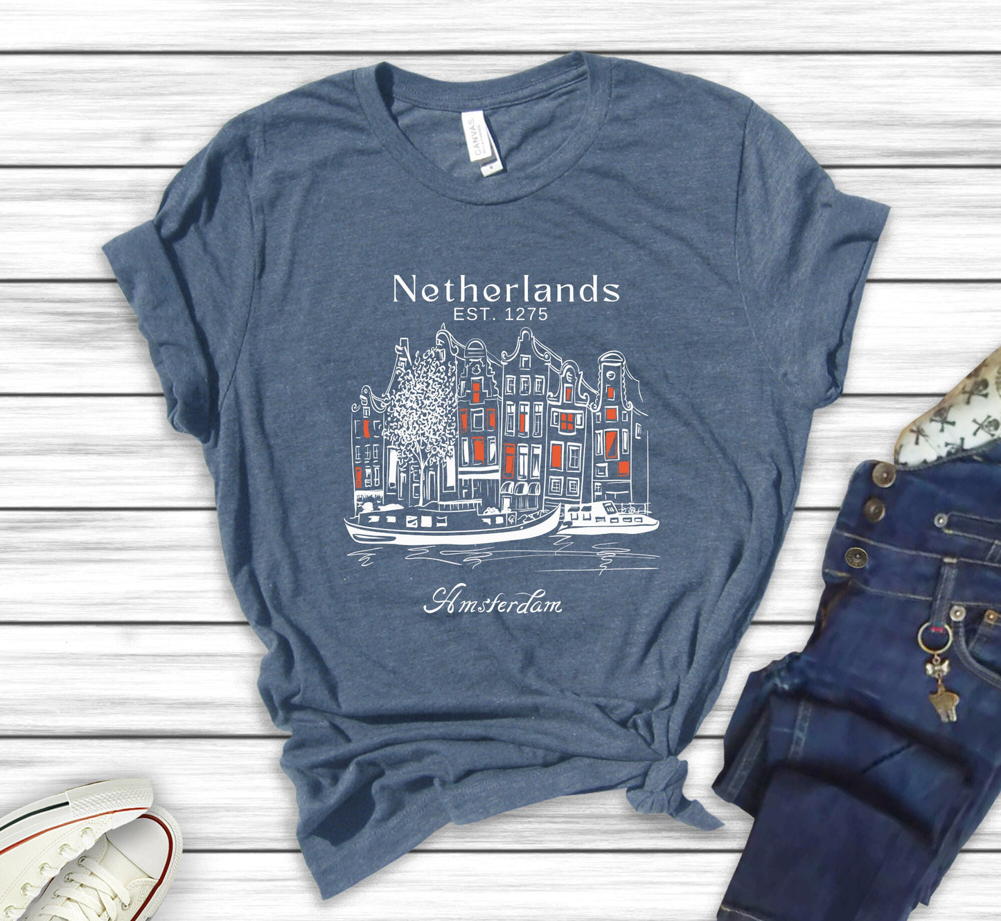 Amsterdam Skyline T-Shirt: Netherlands Travel Souvenir Tee