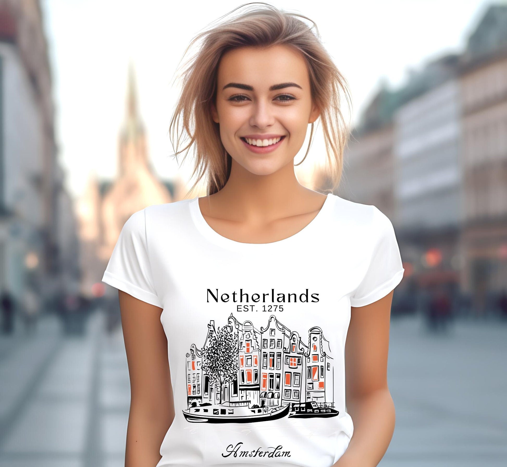 Amsterdam Skyline T-Shirt: Netherlands Travel Souvenir Tee