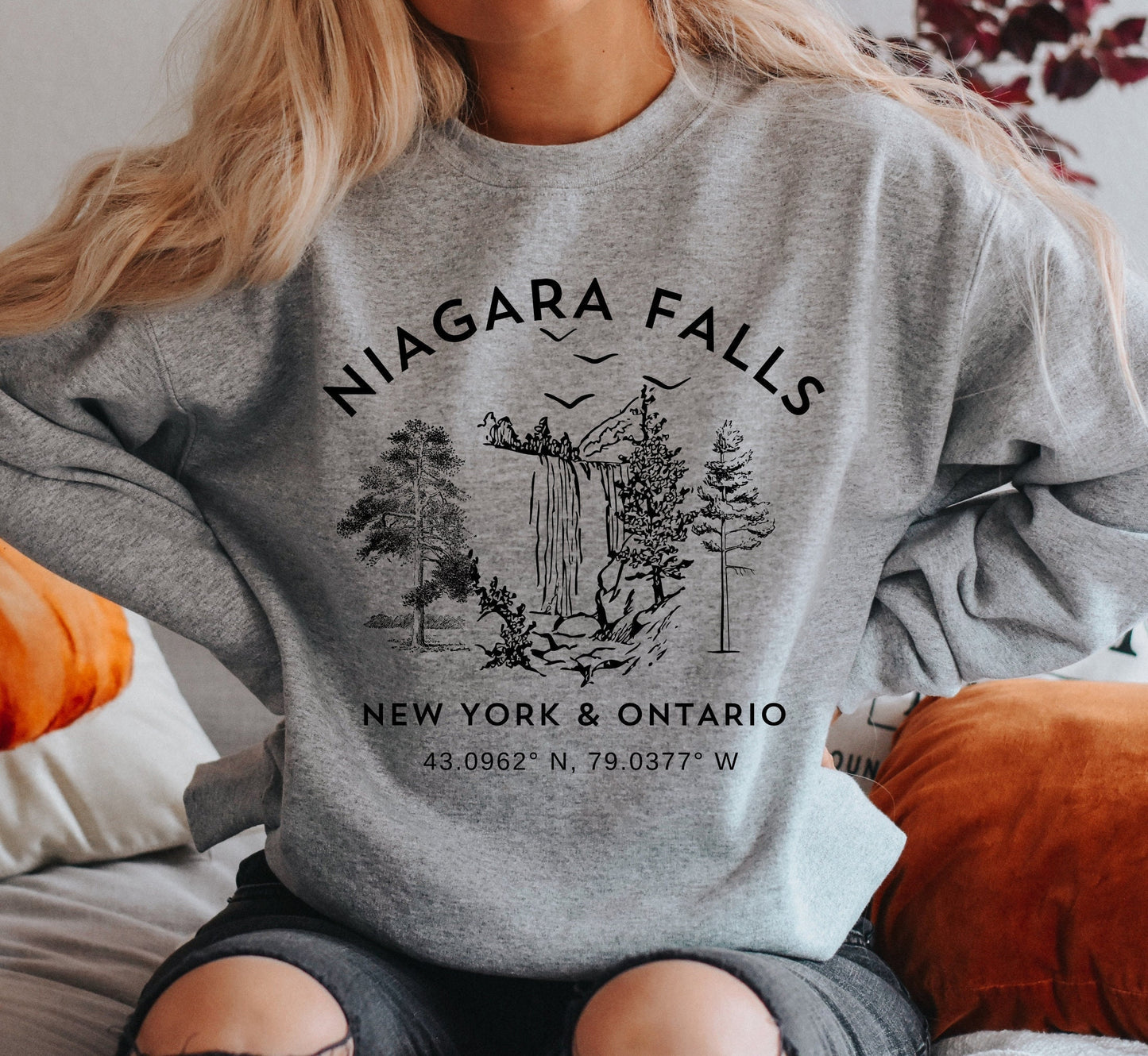 Niagara Falls Sweatshirt New York Ontario Sweater Canada Souvenir Pullover, Cozy Travel Gift