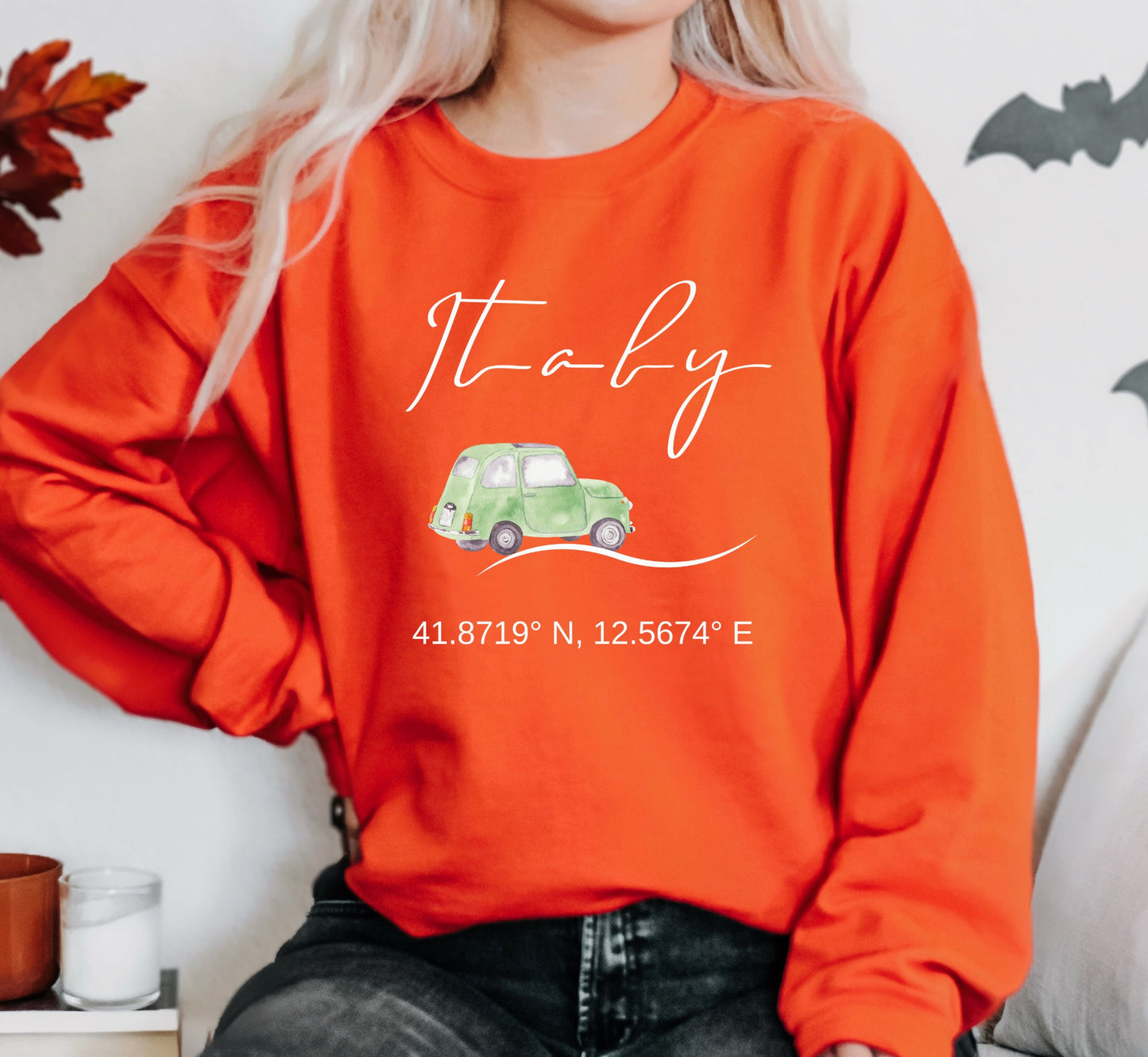Italy Sweatshirt: Vintage Car, Unisex Travel Crewneck