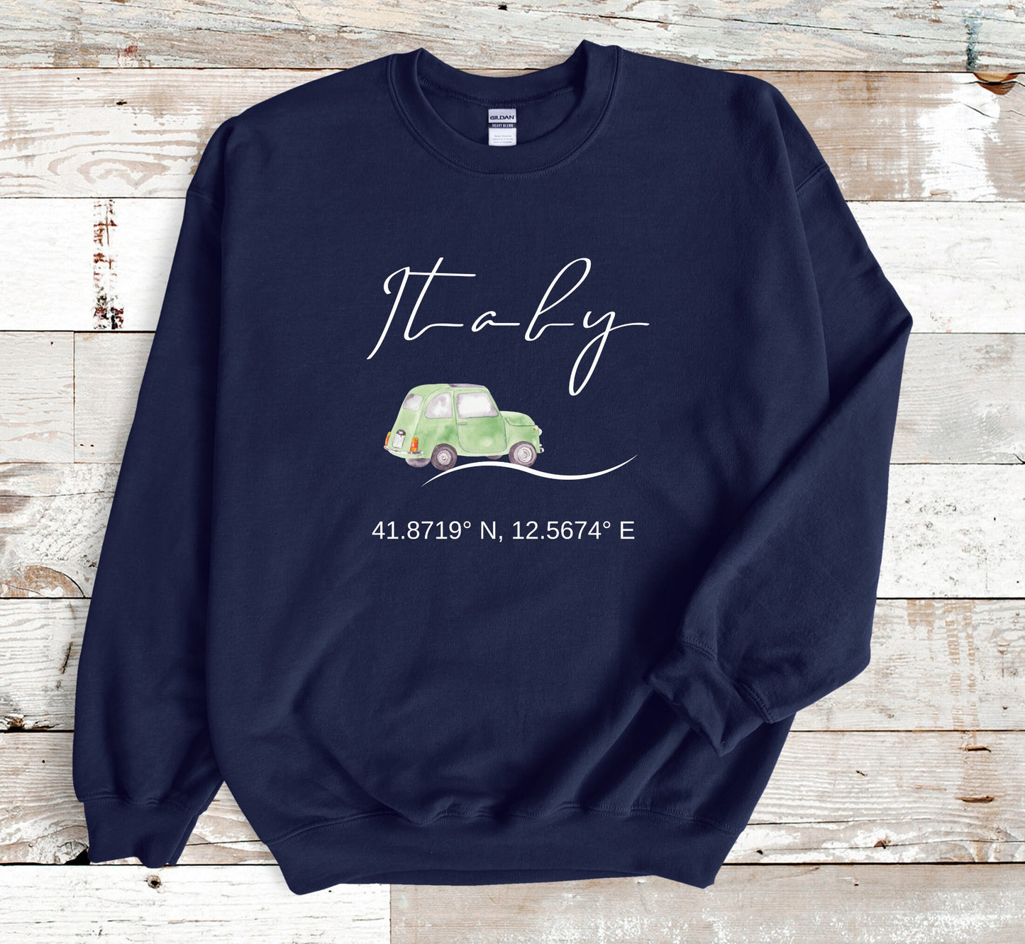 Italy Sweatshirt: Vintage Car, Unisex Travel Crewneck