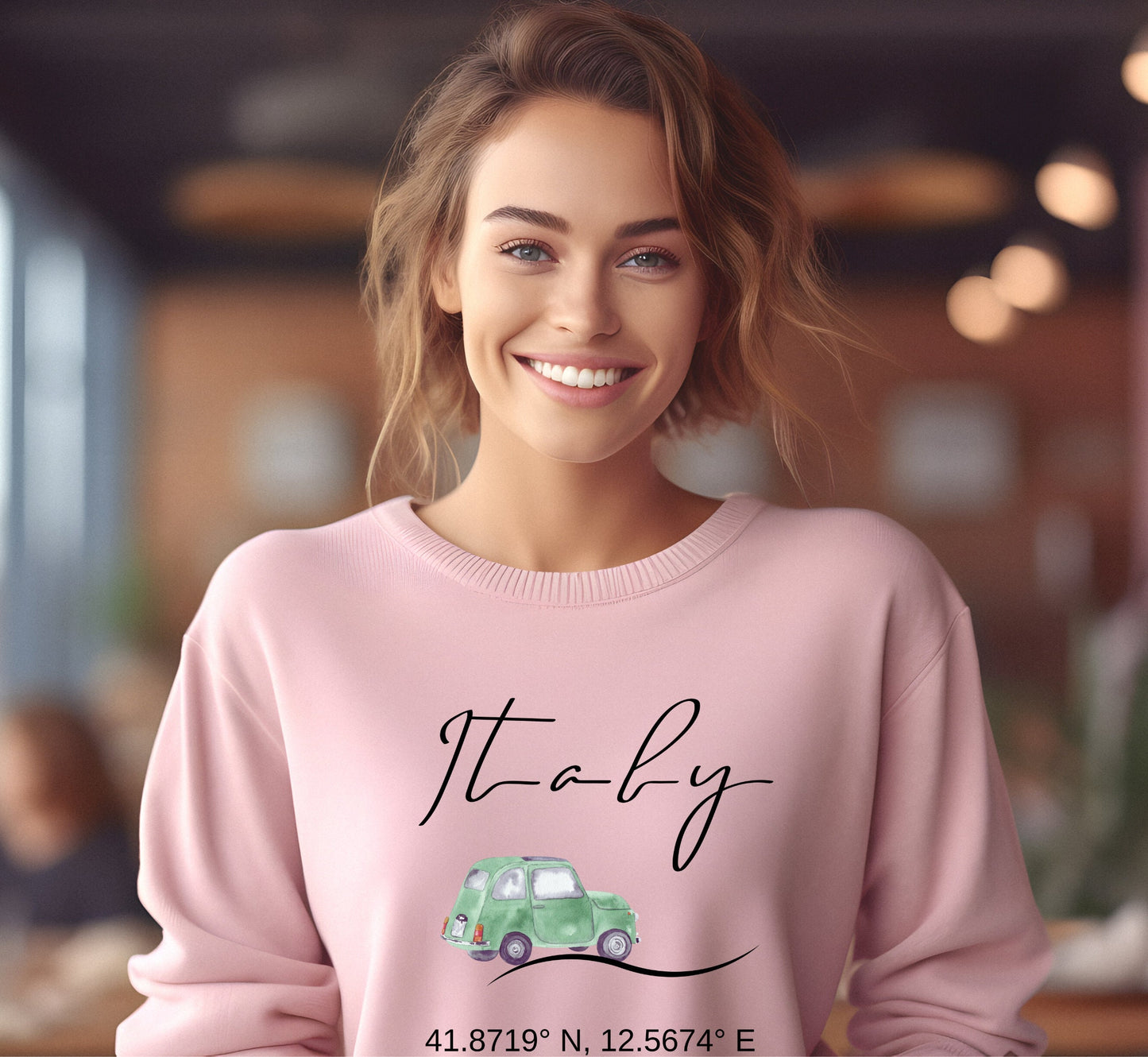 Italy Sweatshirt: Vintage Car, Unisex Travel Crewneck