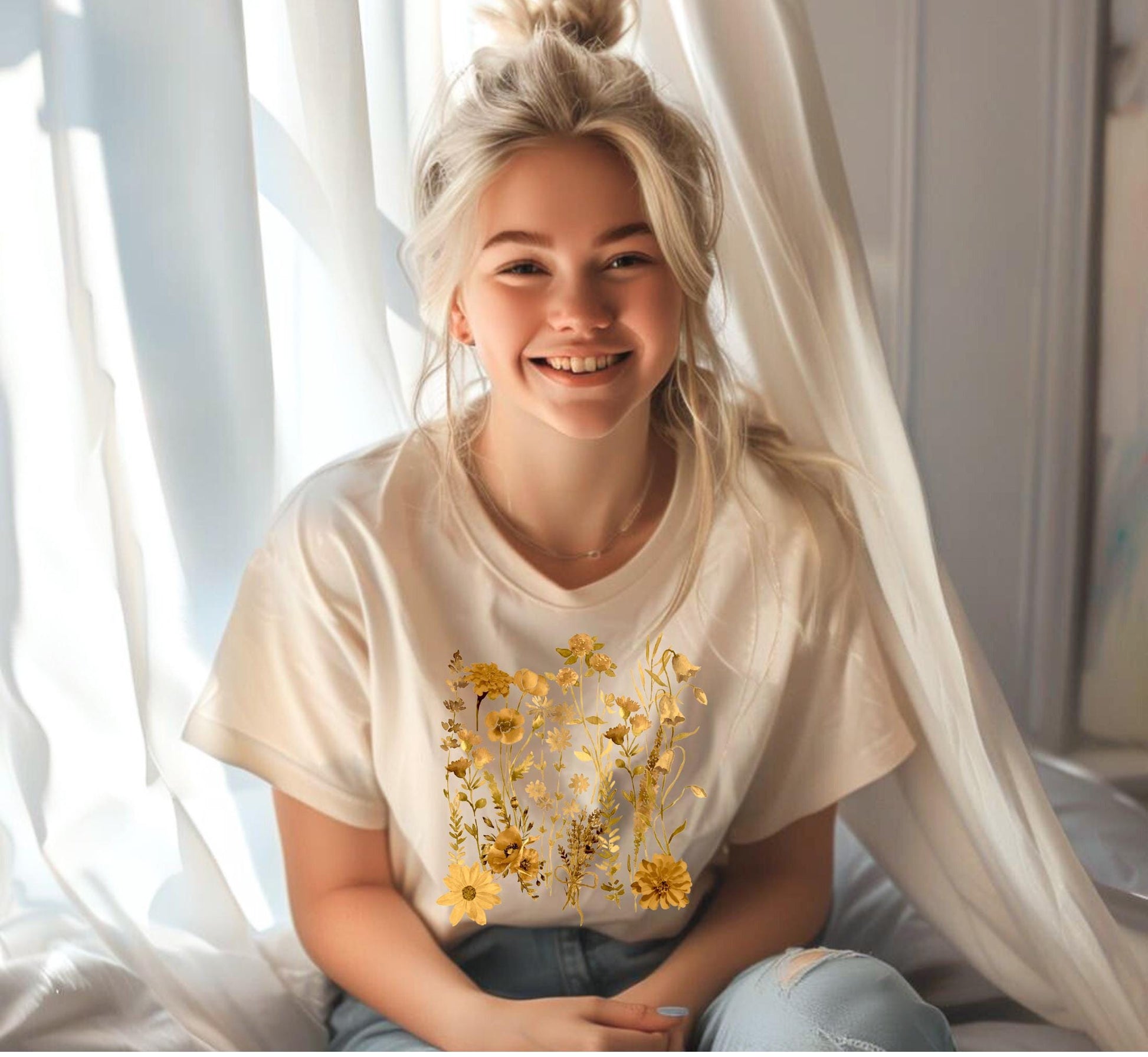 Vintage Wildflower Shirt: Retro Boho Floral Tee - Soft Cotton