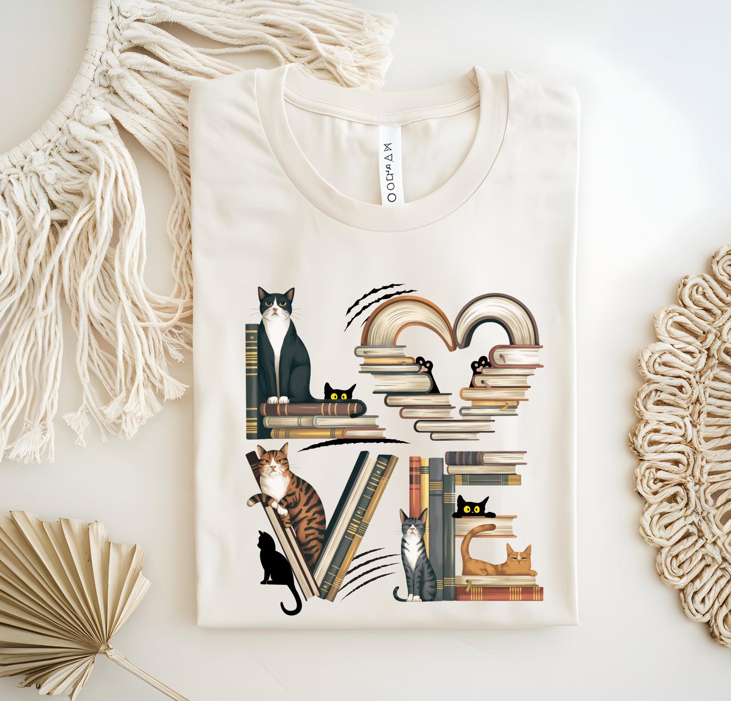 Cat Book Lover T-Shirt, Unisex Cotton Tee, Funny Animal Tee