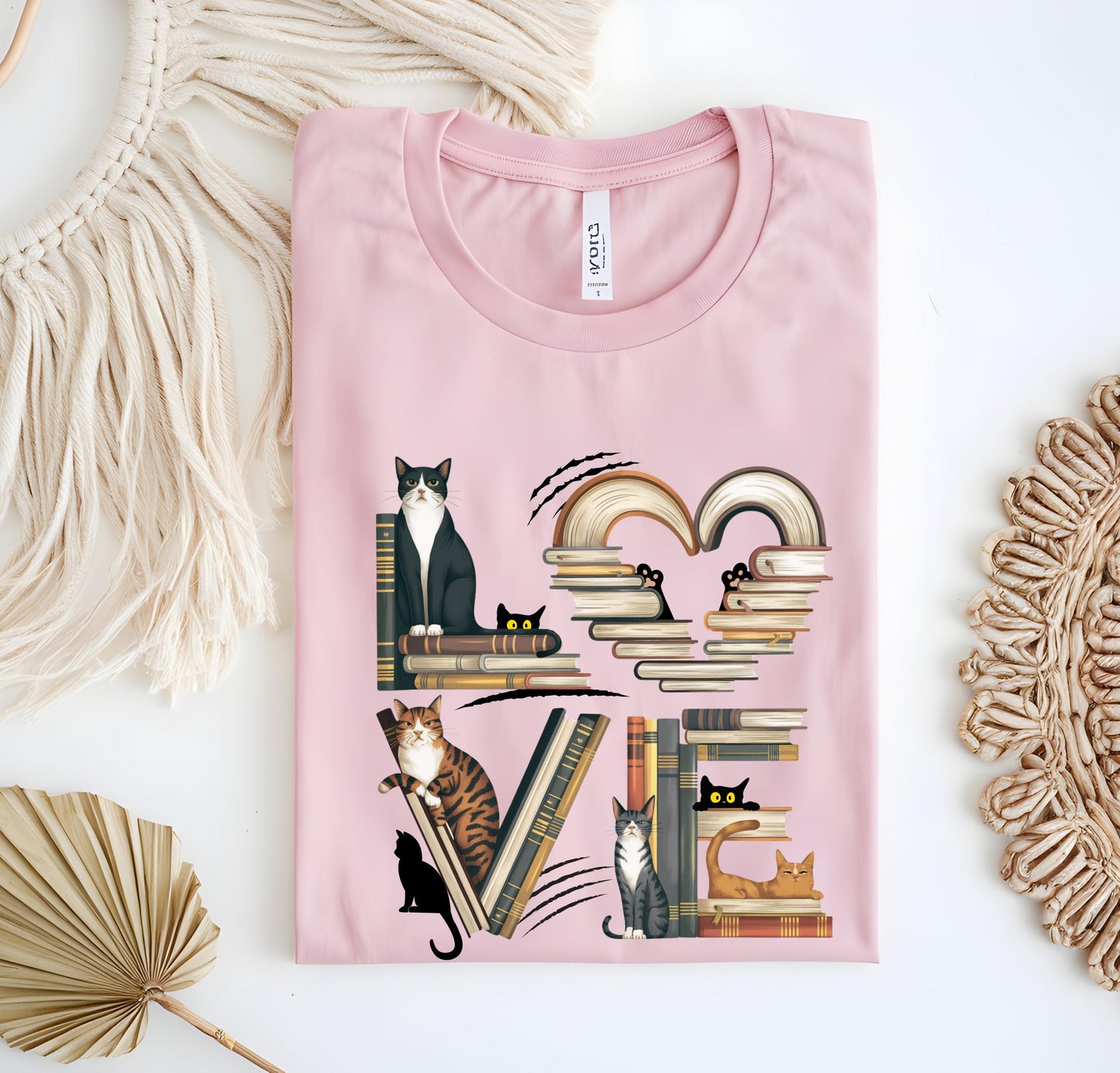 Cat Book Lover T-Shirt, Unisex Cotton Tee, Funny Animal Tee