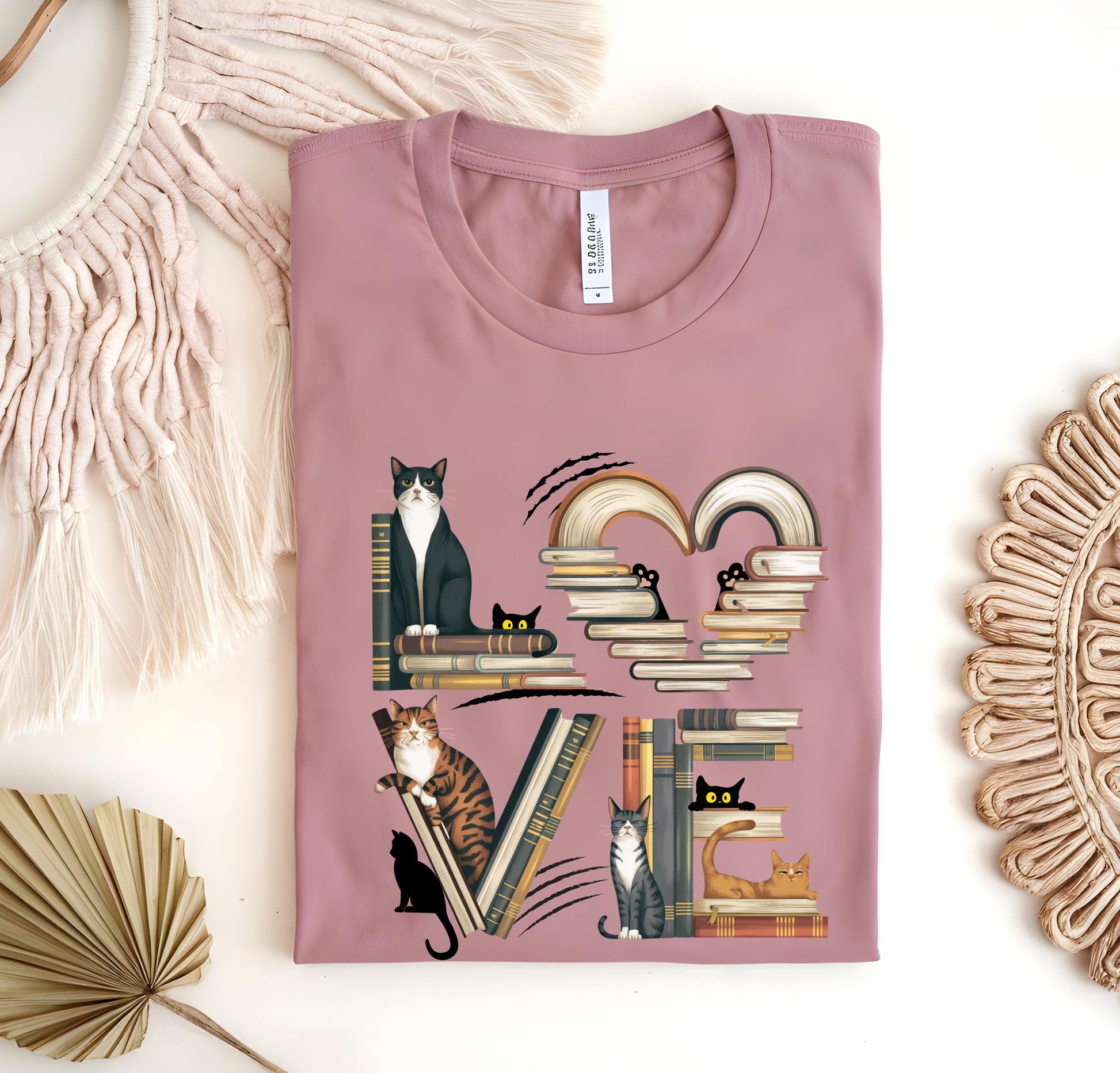 Cat Book Lover T-Shirt, Unisex Cotton Tee, Funny Animal Tee