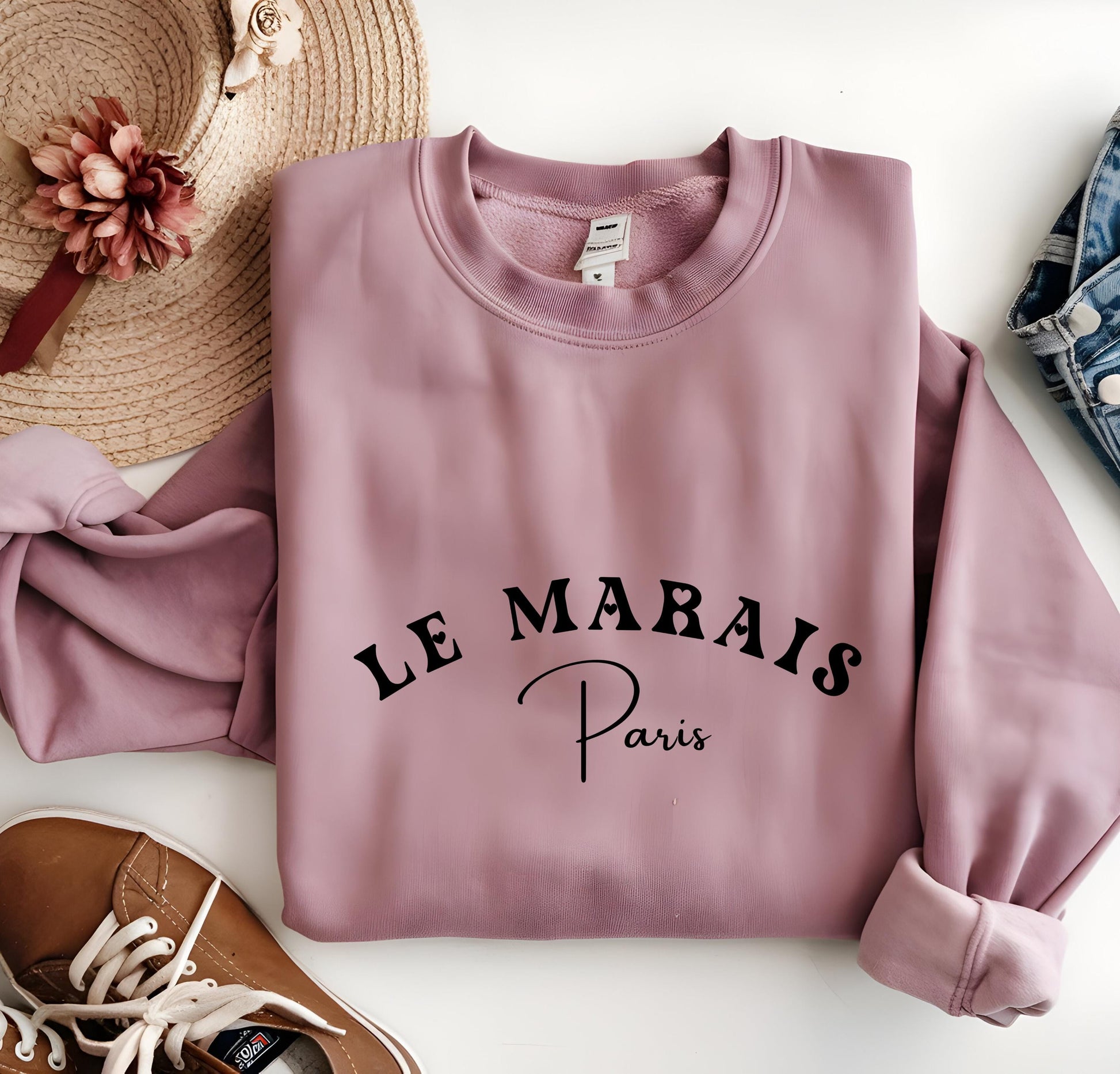 Le Marais Paris Sweatshirt: French Style Crewneck Pullover