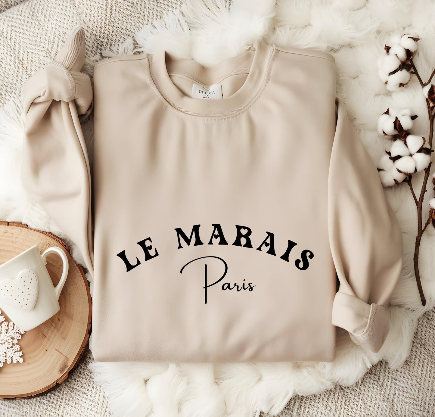 Le Marais Paris Sweatshirt: French Style Crewneck Pullover