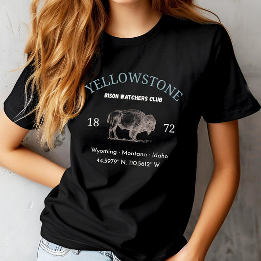 Yellowstone Bison Graphic Tee: Vintage National Park Shirt