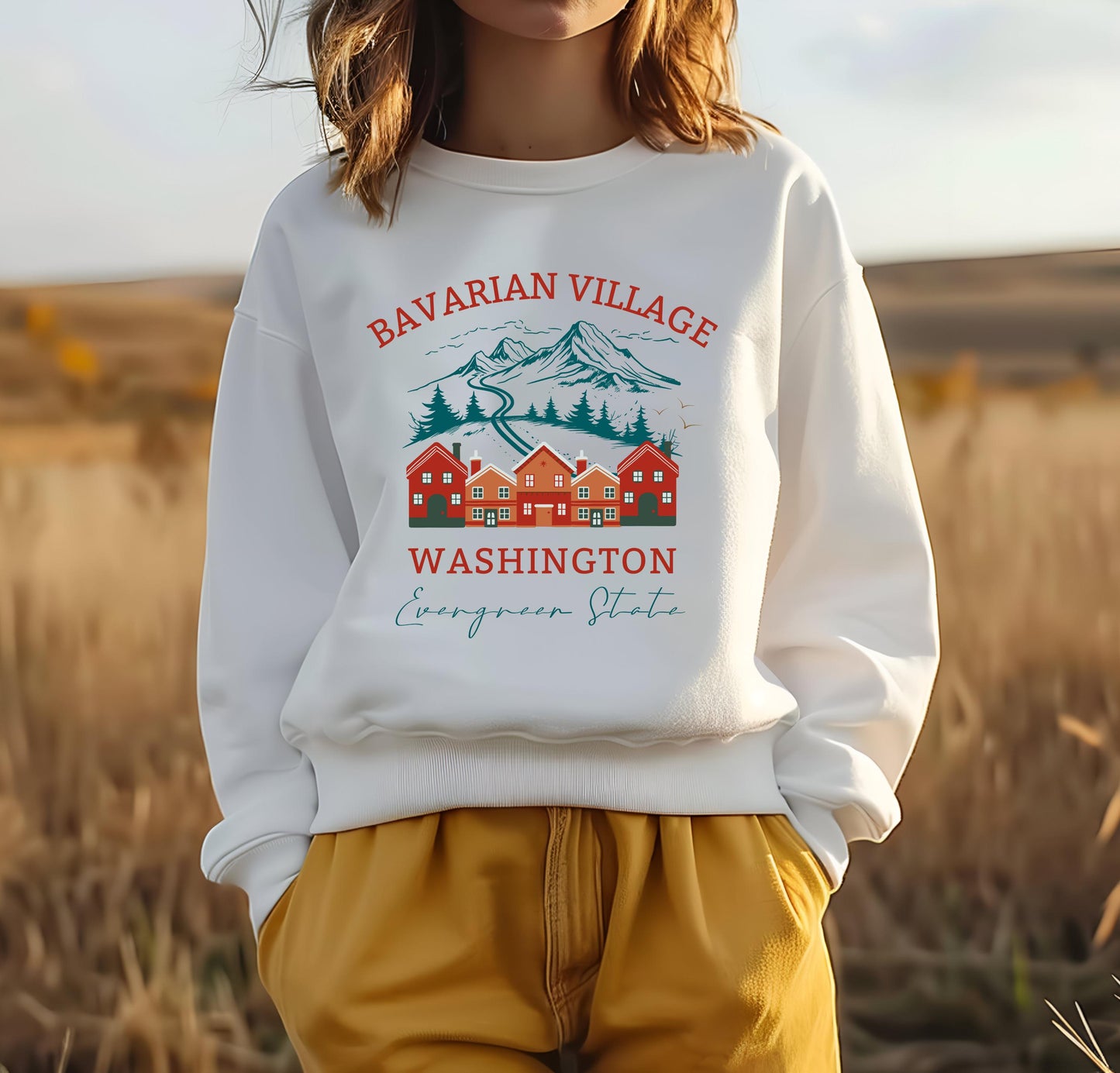 Washington Sweatshirt Leavenworth Bavarian Crewneck Winter Vacation WA Pullover