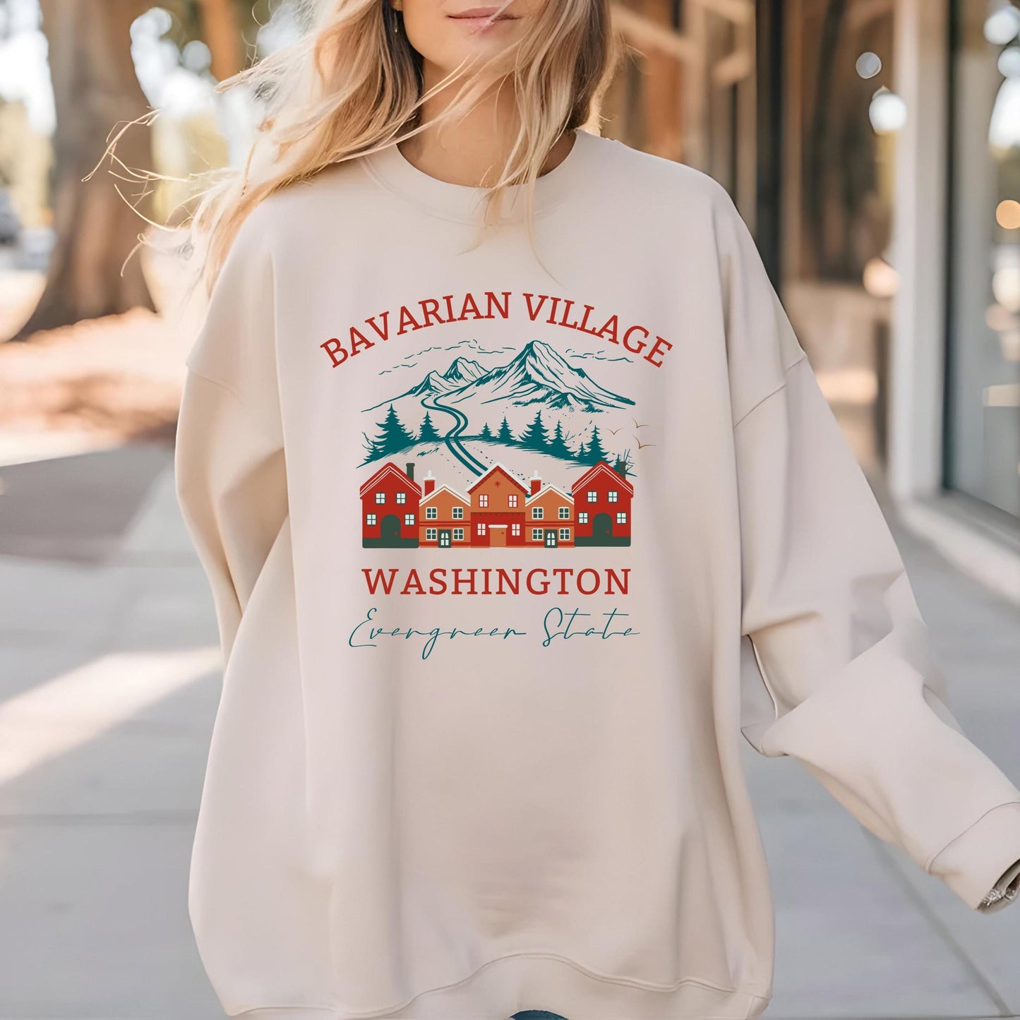 Washington Sweatshirt Leavenworth Bavarian Crewneck Winter Vacation WA Pullover