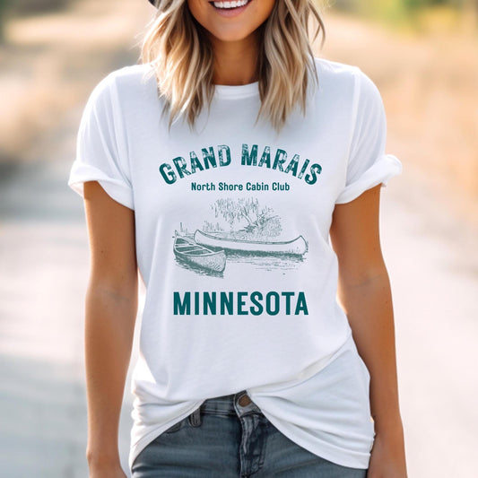 Grand Marais Shirt Minnesota T-shirt, Midwest North Shote Cabin Club T-Shirt