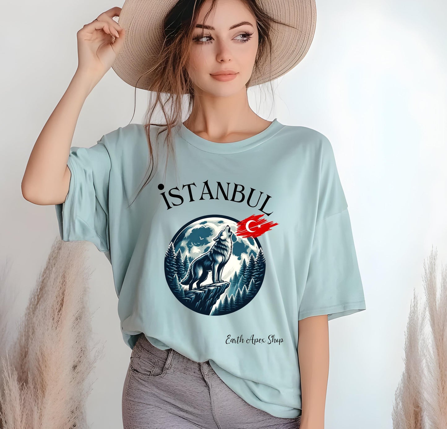 Howling Wolf Turkish Flag Shirt: Anatolian Culture Tee