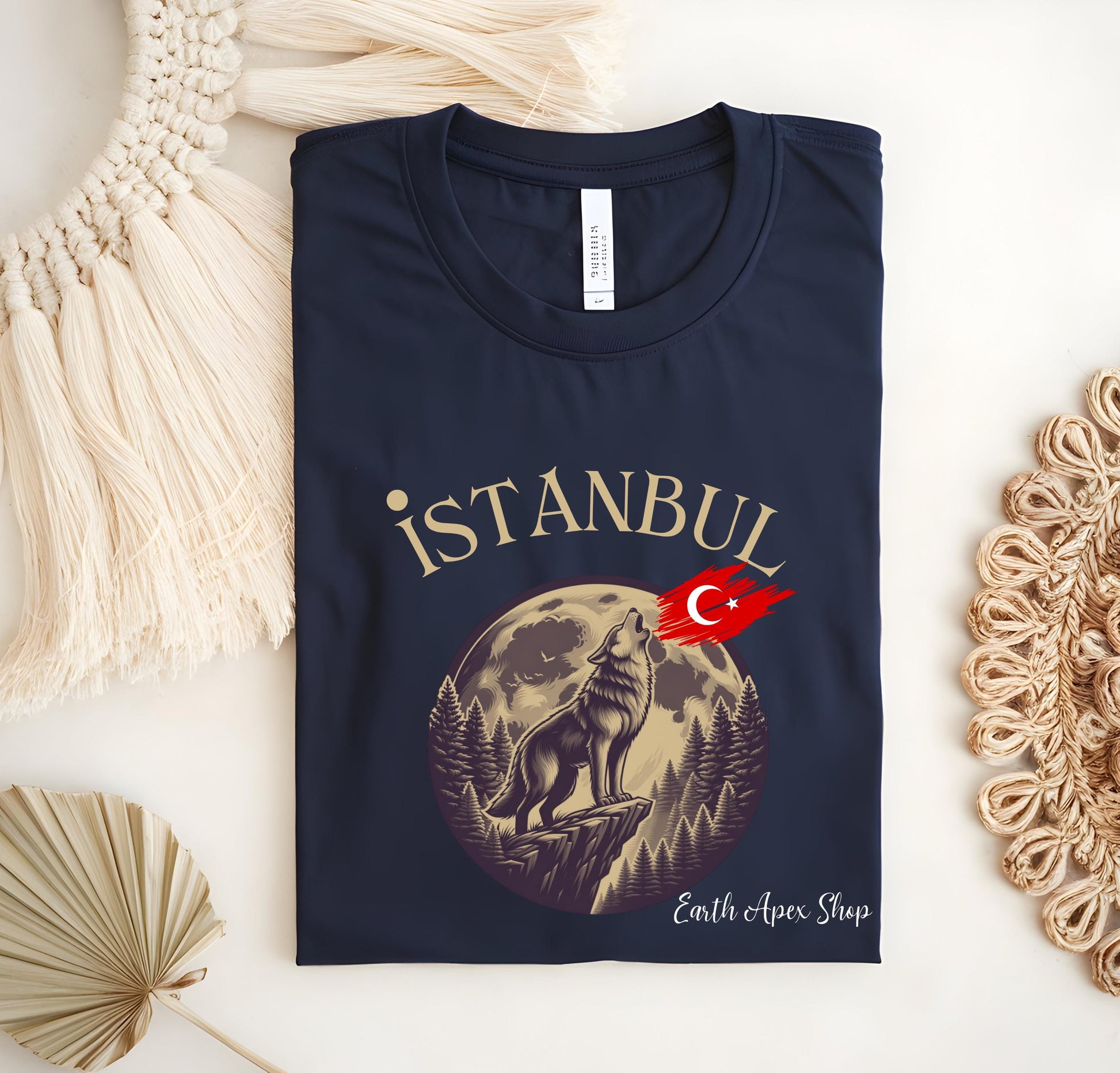 Howling Wolf Turkish Flag Shirt: Anatolian Culture Tee
