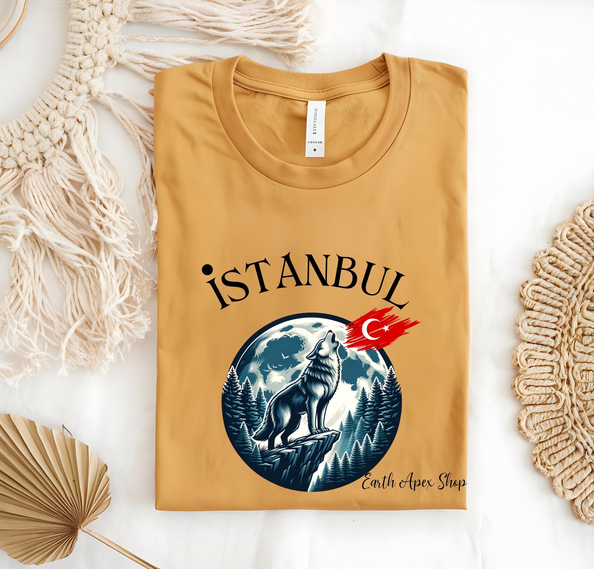 Howling Wolf Turkish Flag Shirt: Anatolian Culture Tee