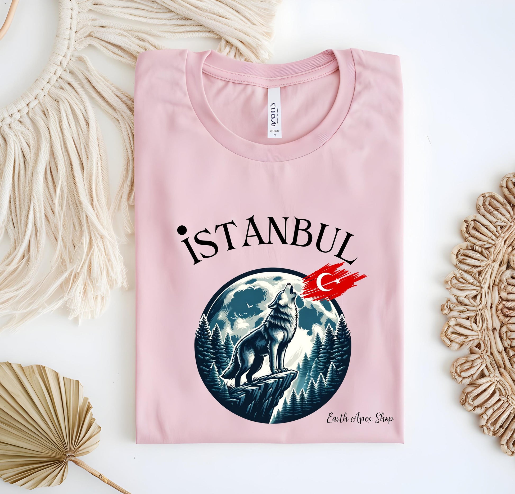 Howling Wolf Turkish Flag Shirt: Anatolian Culture Tee