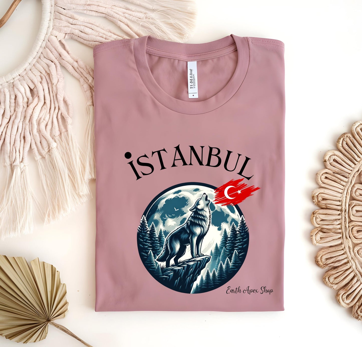Howling Wolf Turkish Flag Shirt: Anatolian Culture Tee