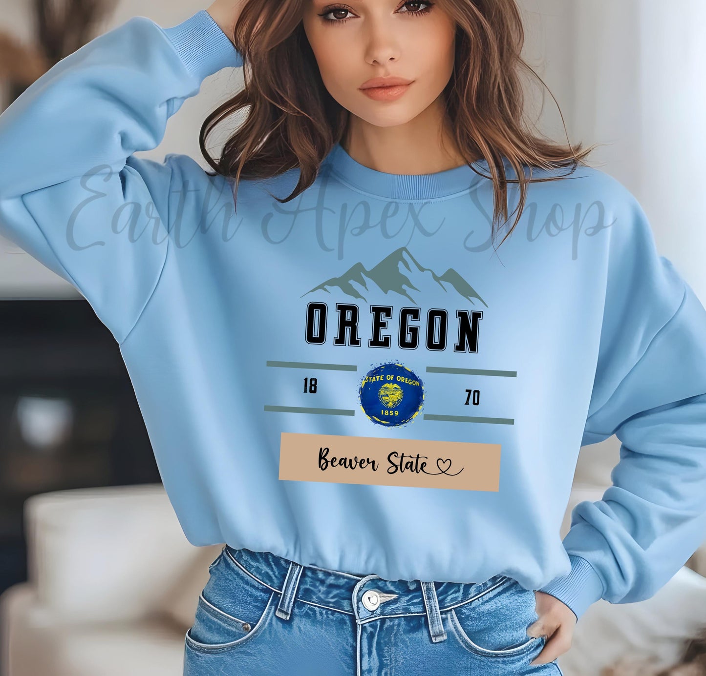Oregon Sweatshirt Pacific Northwest Crewneck Oregon State Mountains Hiking Sweater Comfy Pullover