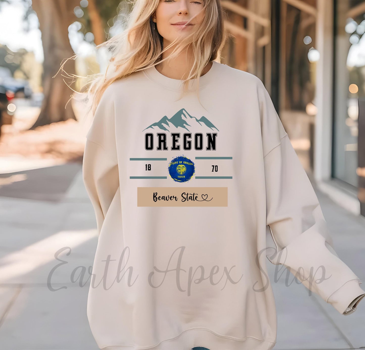 Oregon Sweatshirt Pacific Northwest Crewneck Oregon State Mountains Hiking Sweater Comfy Pullover