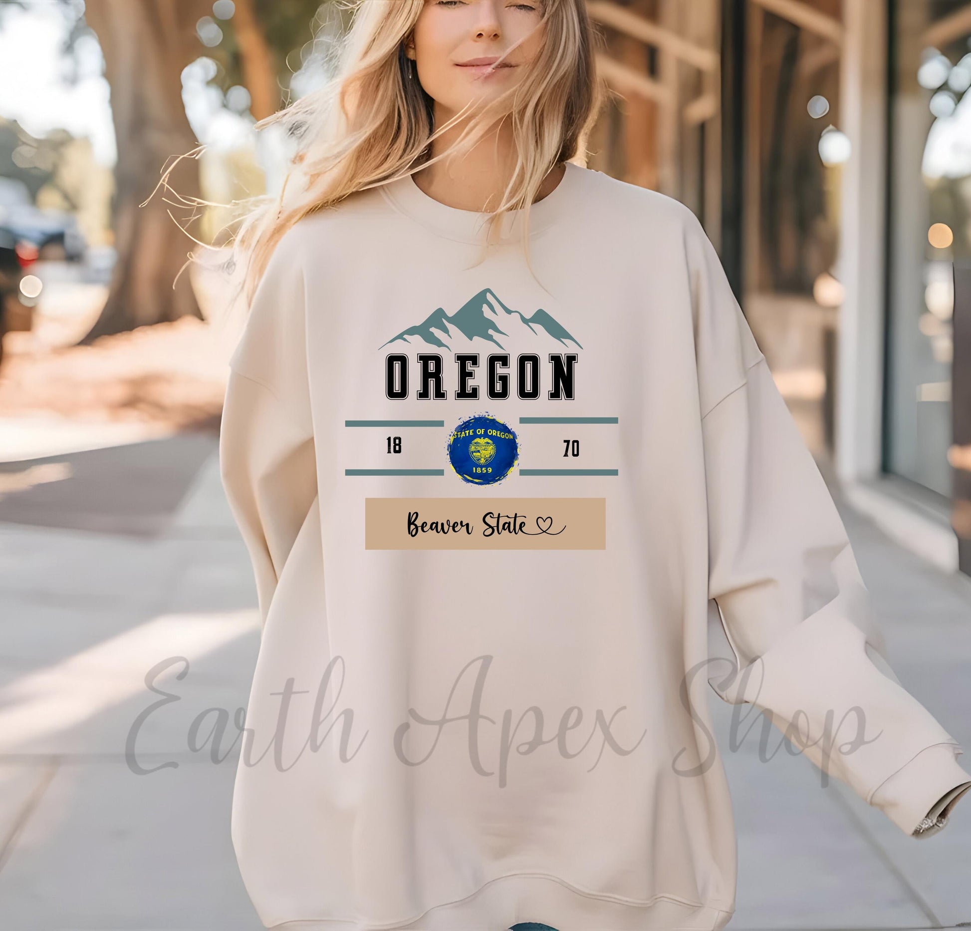 Oregon Sweatshirt Pacific Northwest Crewneck Oregon State Mountains Hiking Sweater Comfy Pullover