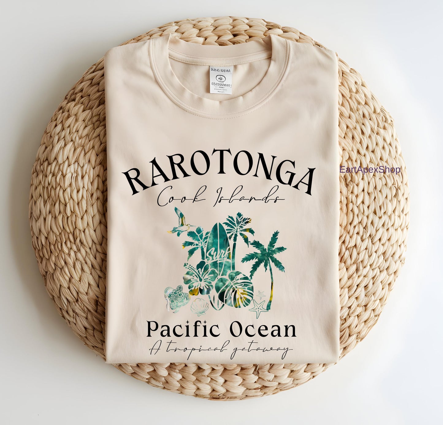 Rarotonga Graphic Tee: Cook Islands Surf Shirt - Coastal Vacation Vibes