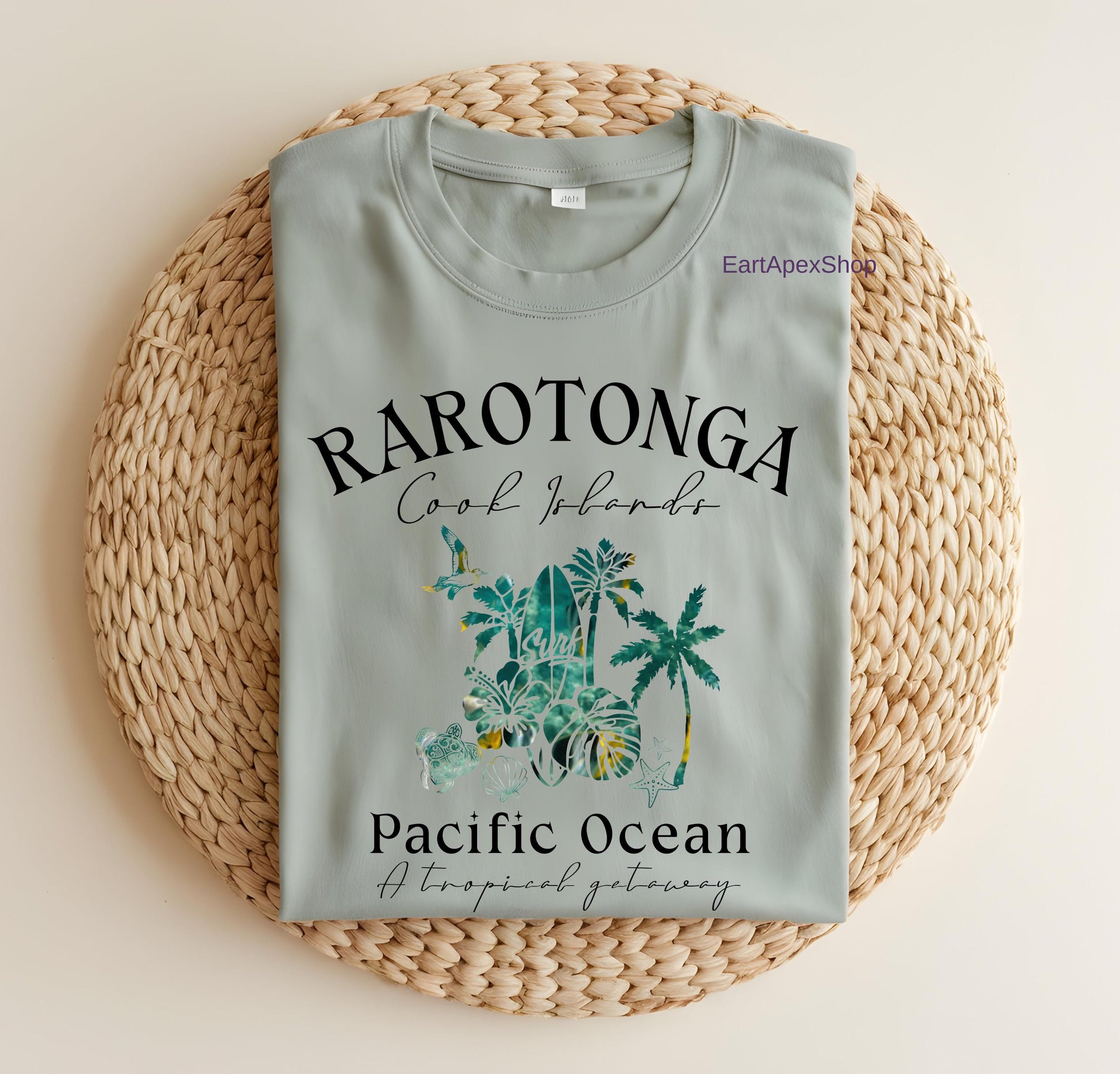Rarotonga Graphic Tee: Cook Islands Surf Shirt - Coastal Vacation Vibes