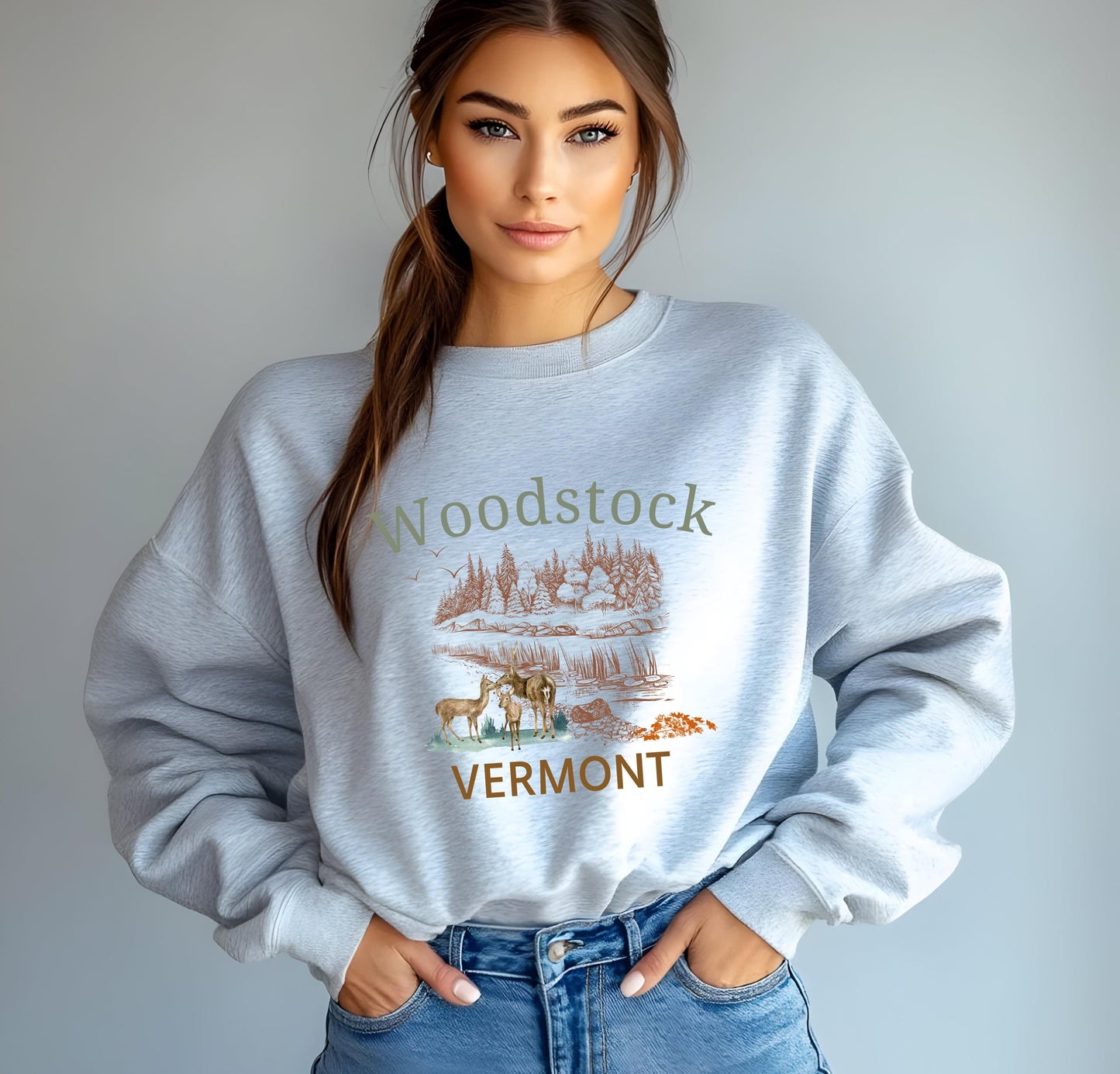Woodstock Vermont Sweatshirt: Fall Foliage Crewneck - New England Autumn