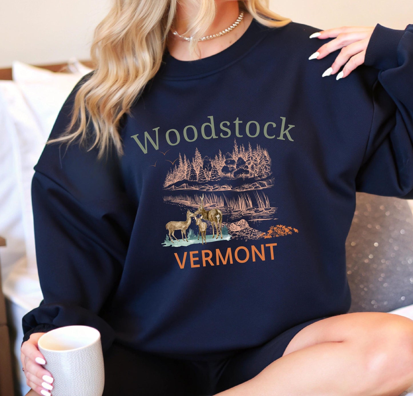 Woodstock Vermont Sweatshirt: Fall Foliage Crewneck - New England Autumn