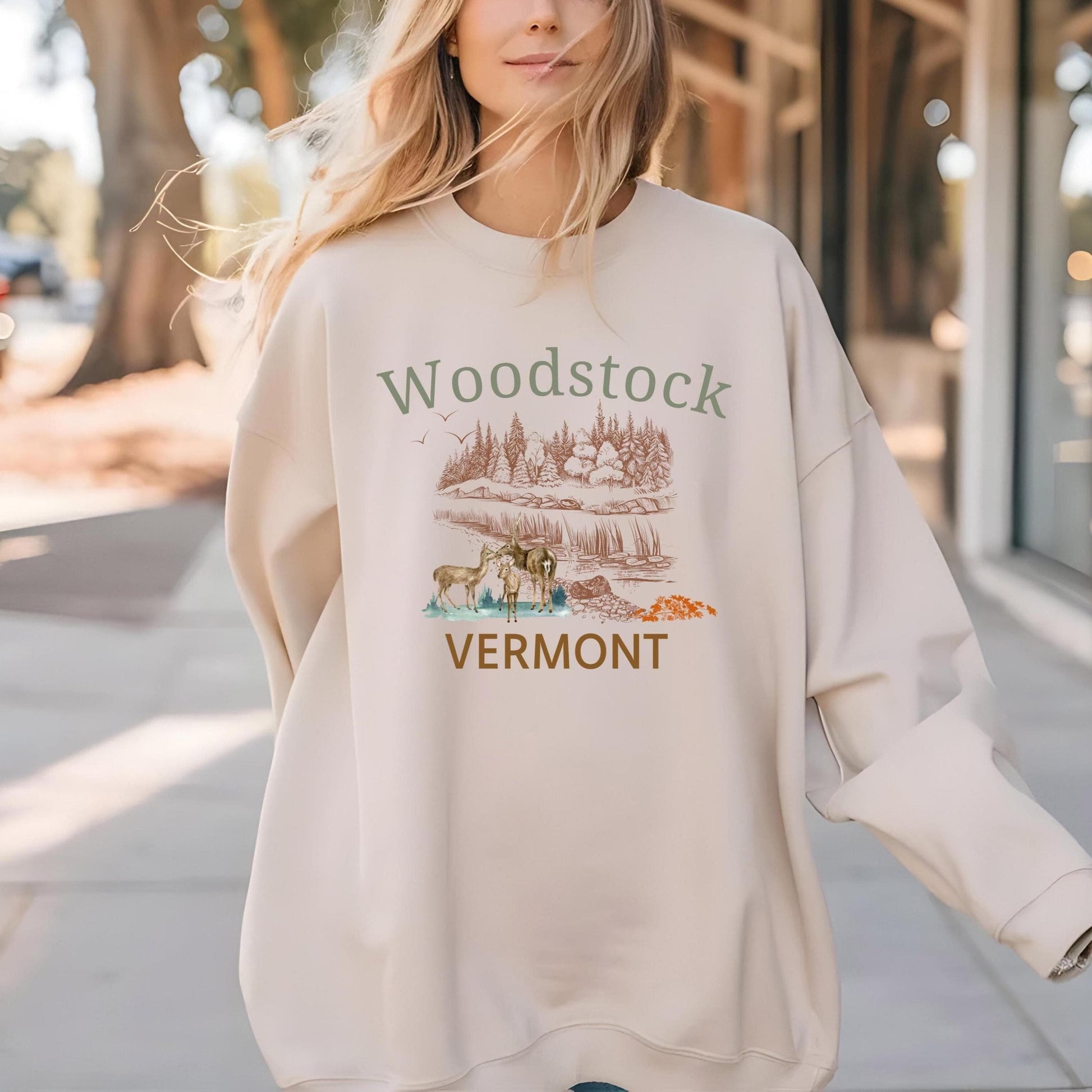 Woodstock Vermont Sweatshirt: Fall Foliage Crewneck - New England Autumn