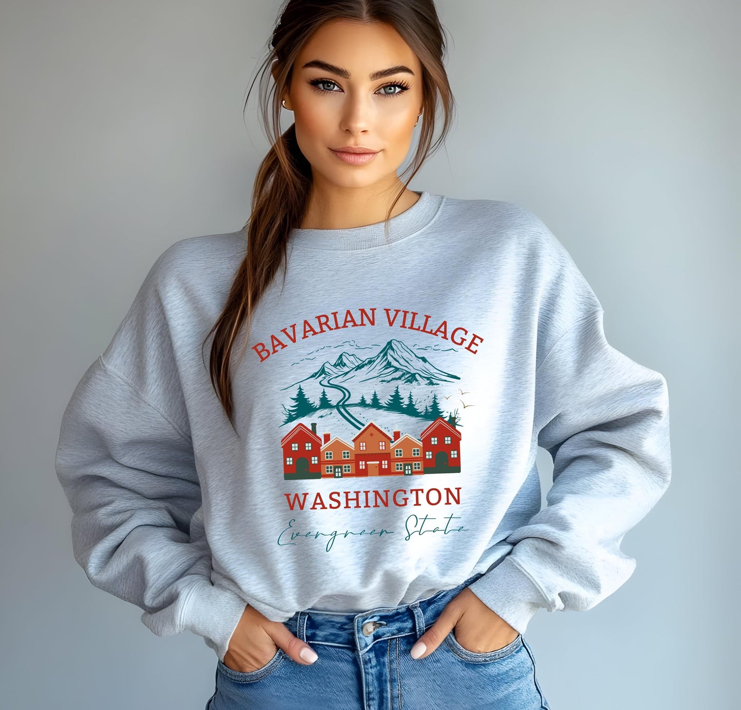Washington Sweatshirt Leavenworth Bavarian Crewneck Winter Vacation WA Pullover