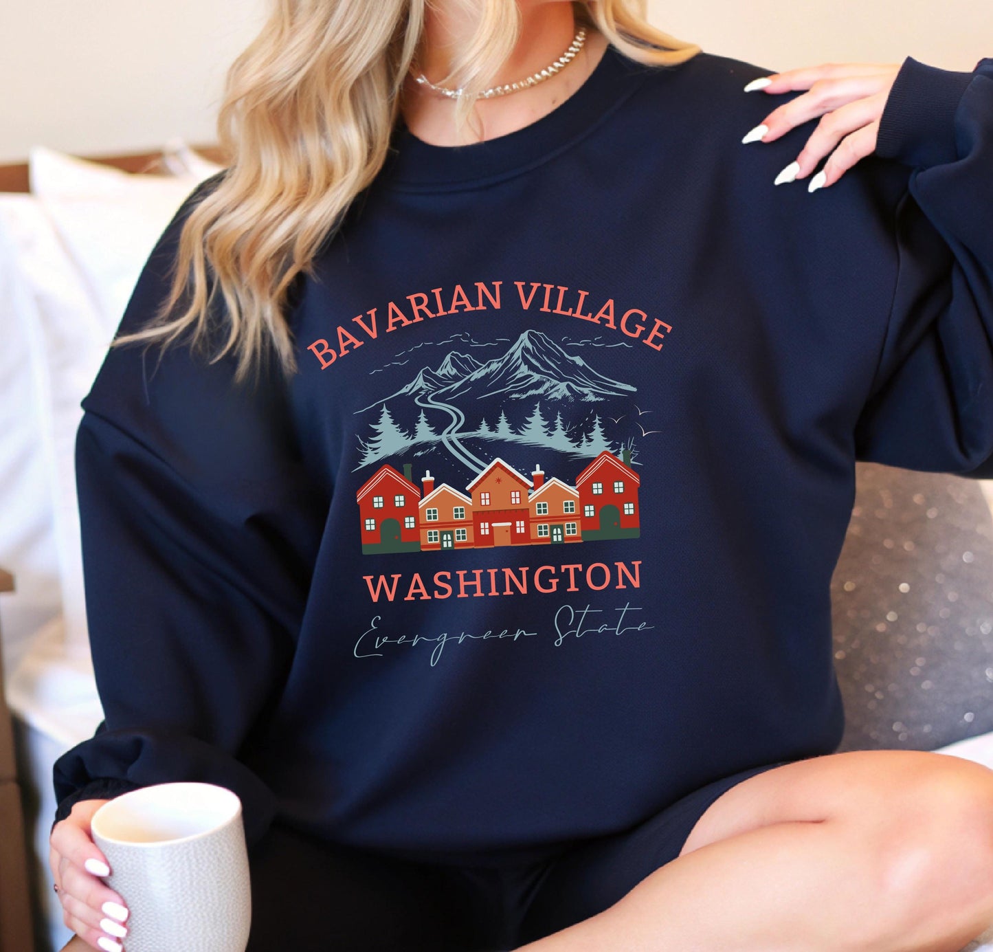 Washington Sweatshirt Leavenworth Bavarian Crewneck Winter Vacation WA Pullover