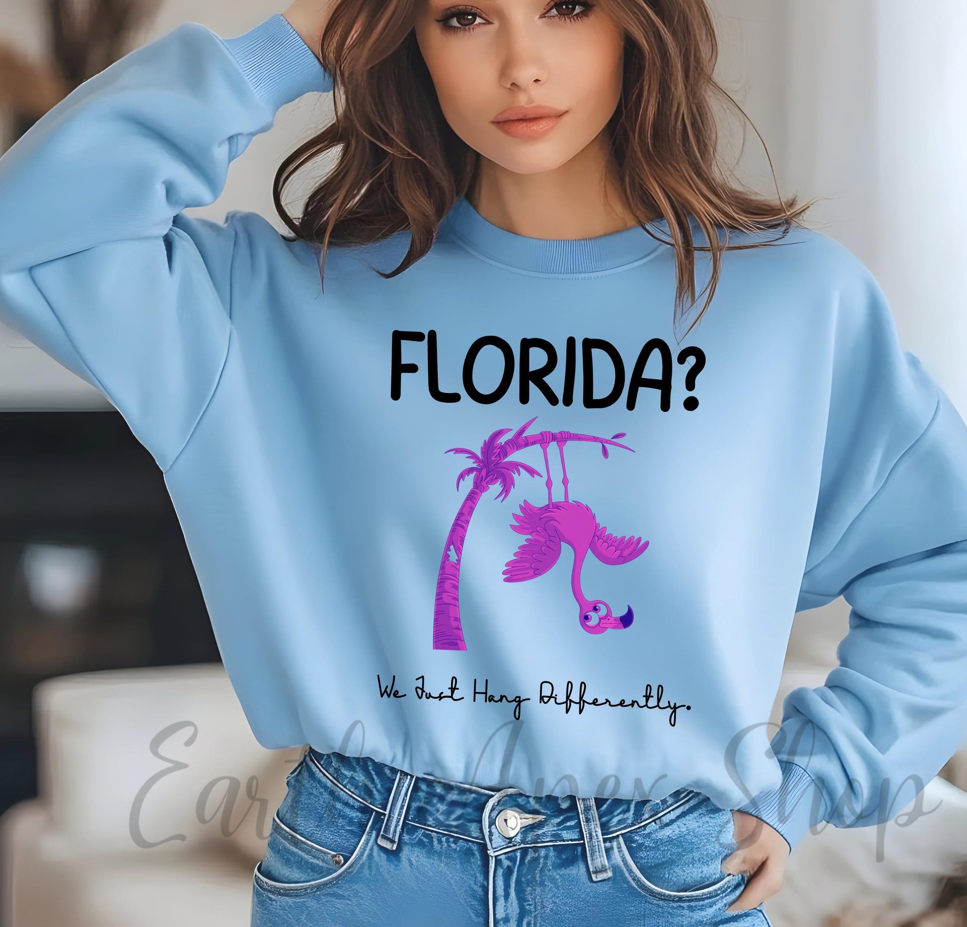 Funny Florida Sweatshirt: Hurricane Season Survivor Flamingo Graphic