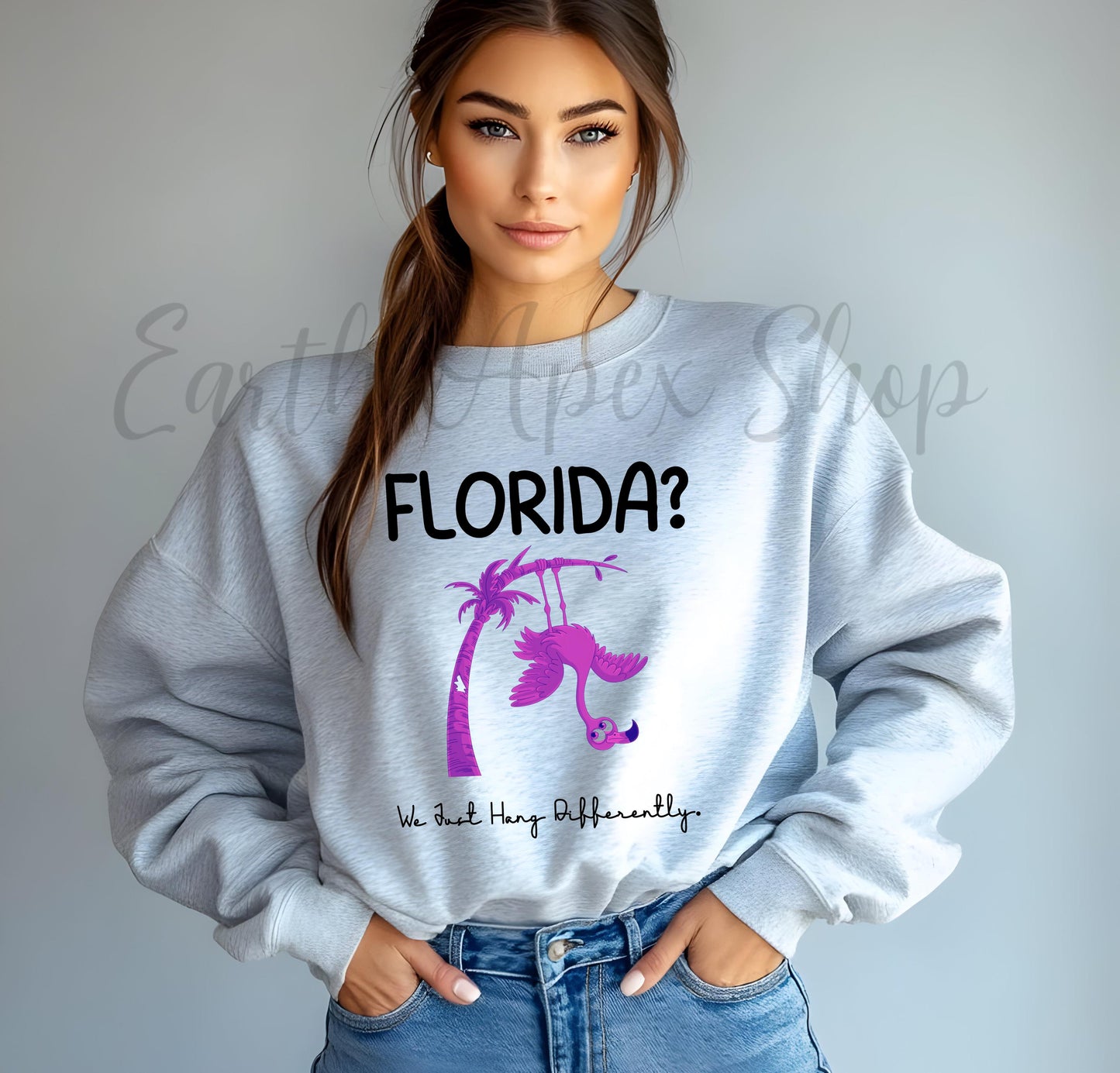 Funny Florida Sweatshirt: Hurricane Season Survivor Flamingo Graphic