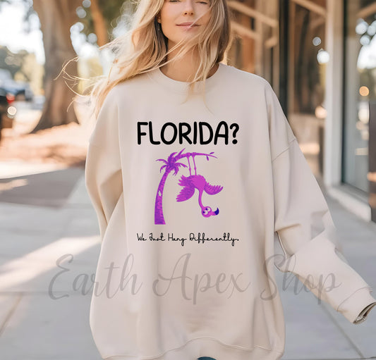 Funny Florida Sweatshirt: Hurricane Season Survivor Flamingo Graphic