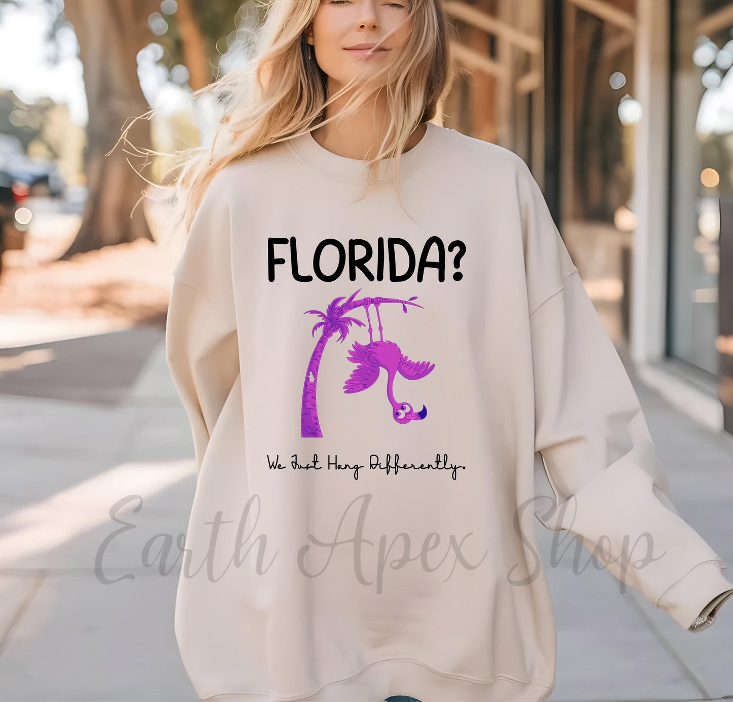 Funny Florida Sweatshirt: Hurricane Season Survivor Flamingo Graphic