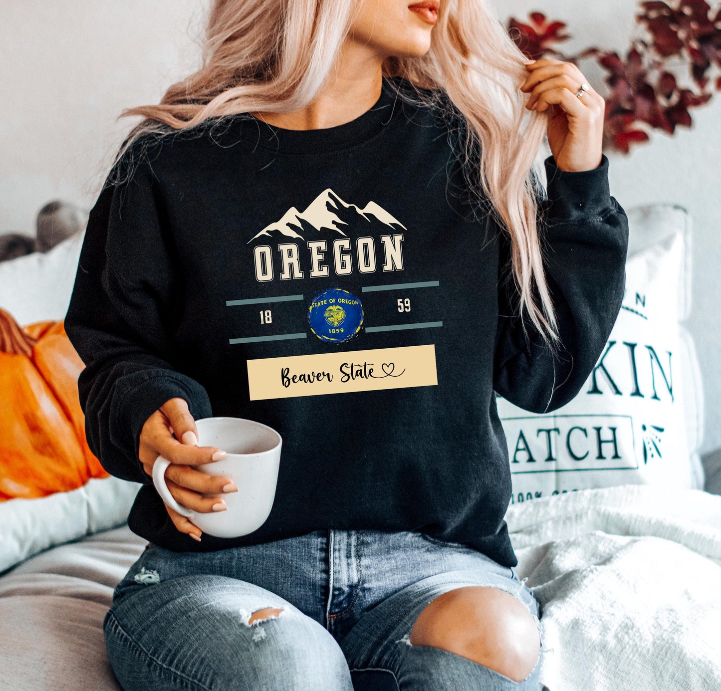 Oregon Sweatshirt Pacific Northwest Crewneck Oregon State Mountains Hiking Sweater Comfy Pullover