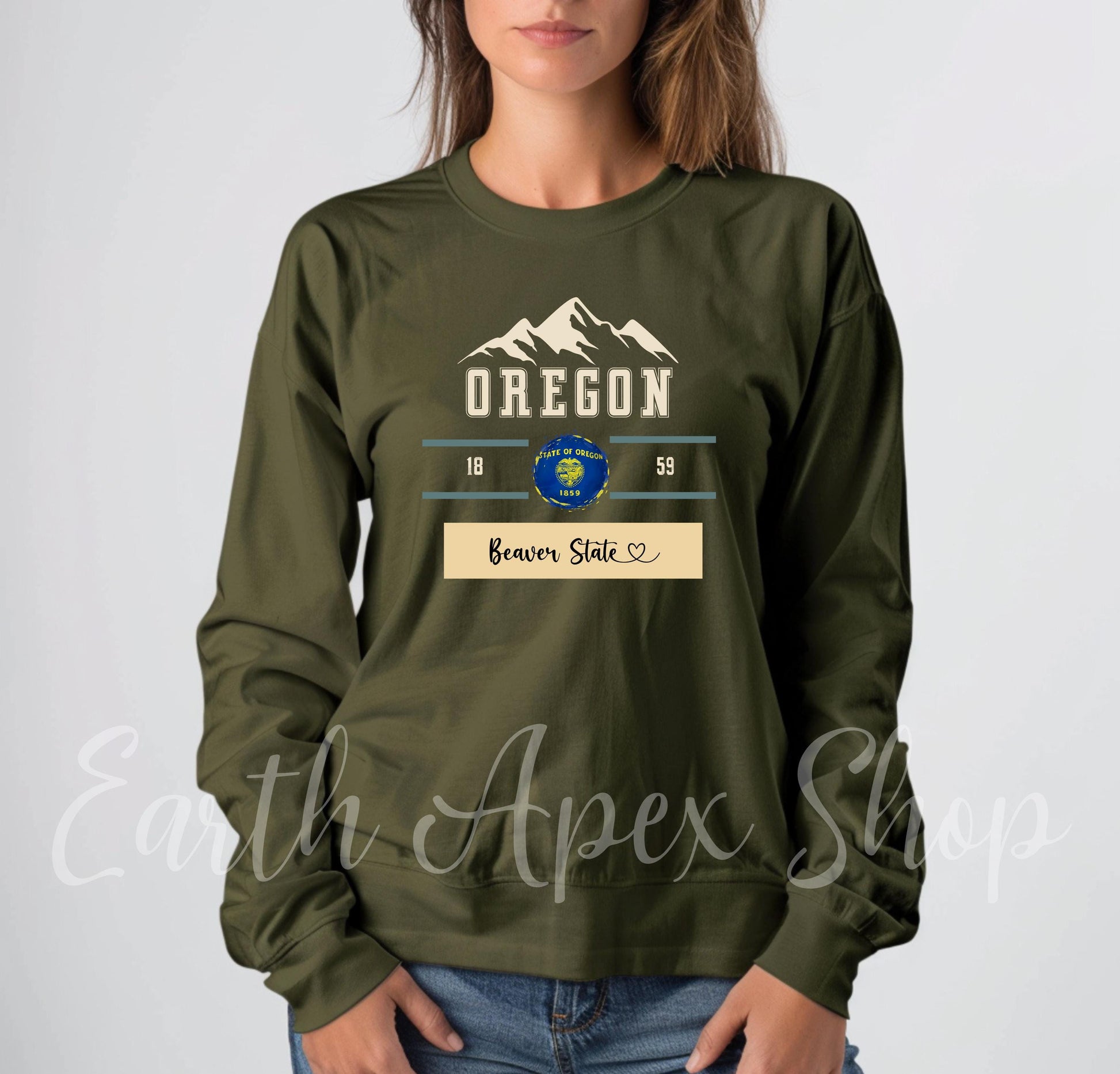 Oregon Sweatshirt Pacific Northwest Crewneck Oregon State Mountains Hiking Sweater Comfy Pullover