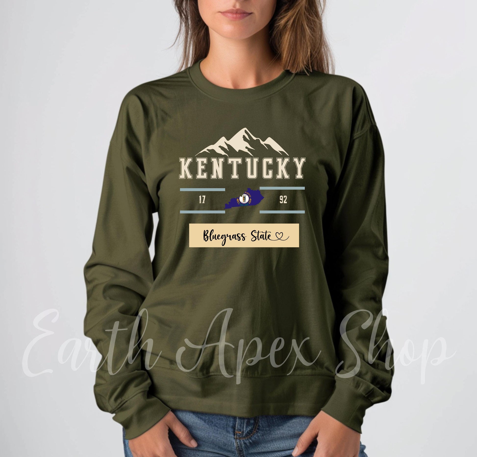 Kentucky Sweatshirt: Retro College Style, Bluegrass State Crewneck