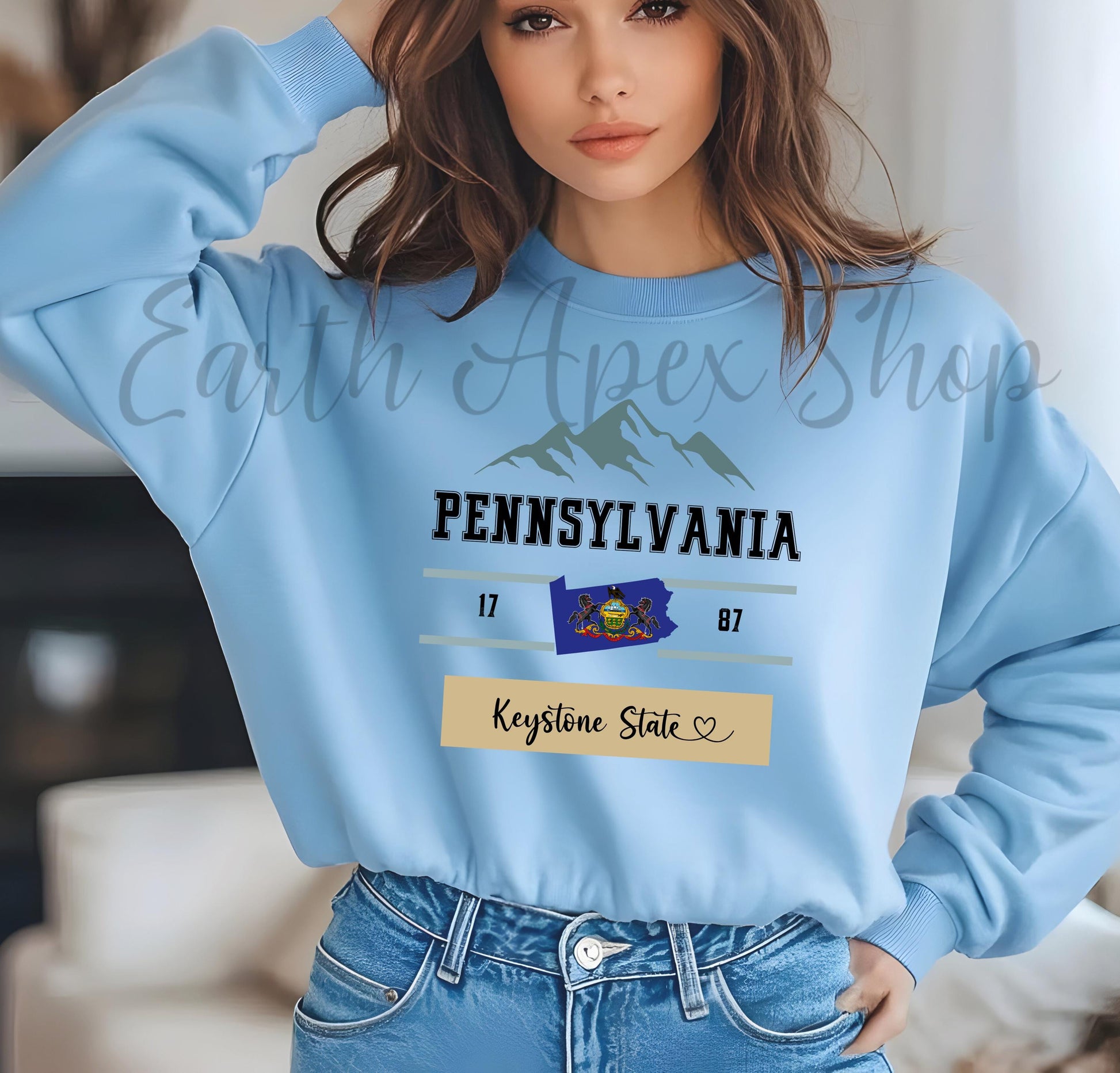 Pennsylvania Sweatshirt: Retro Keystone State Crewneck, Vintage Mountain Graphic