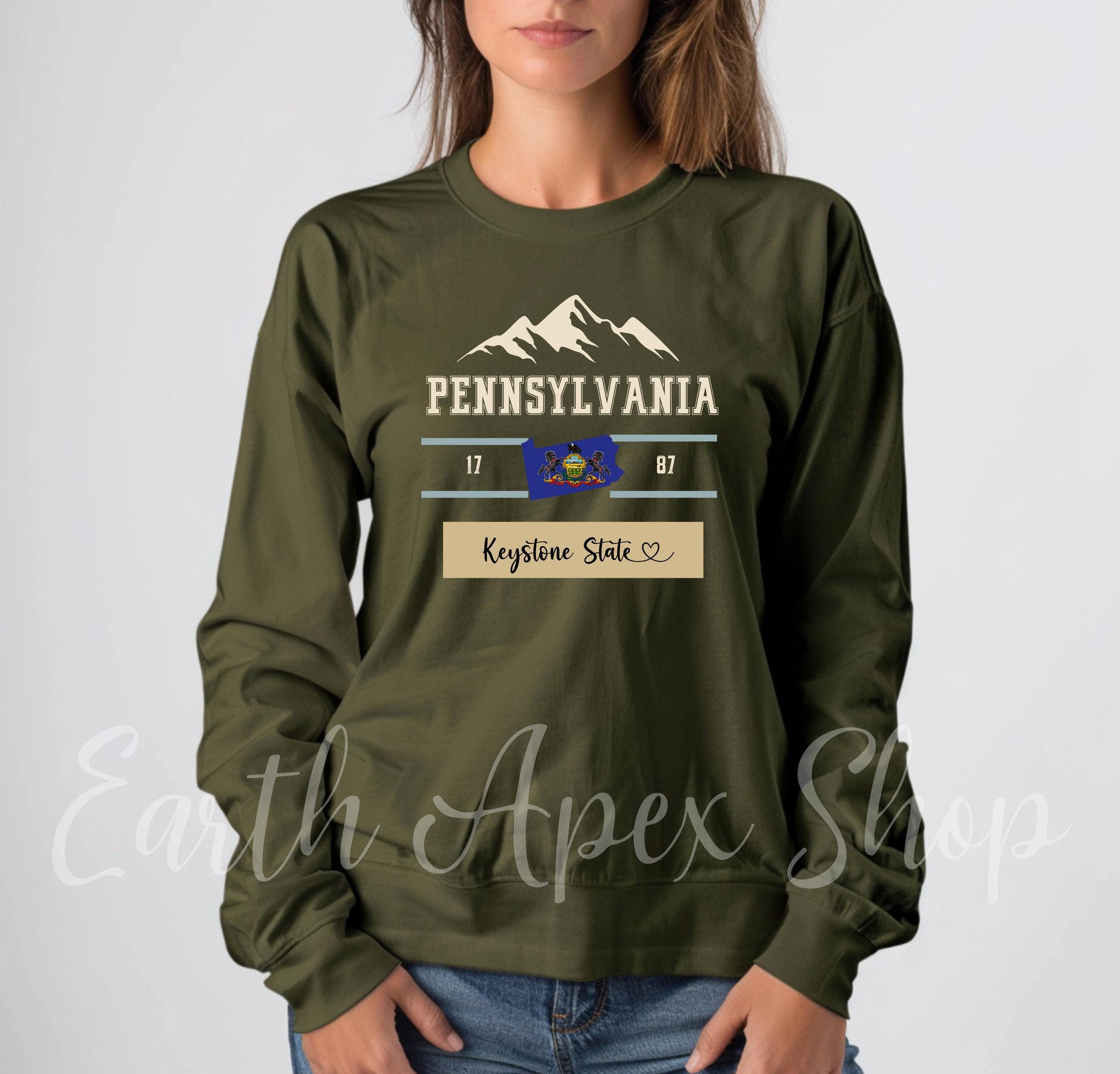 Pennsylvania Sweatshirt: Retro Keystone State Crewneck, Vintage Mountain Graphic