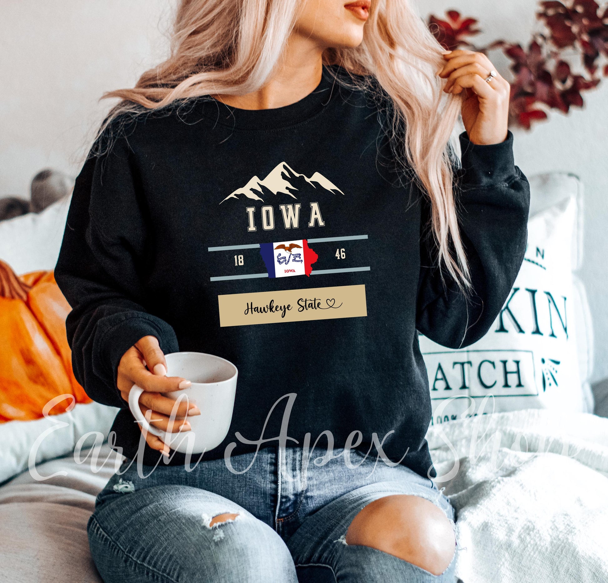 Retro Iowa Sweatshirt: Hawkeye State Crewneck, Midwest College Pullover