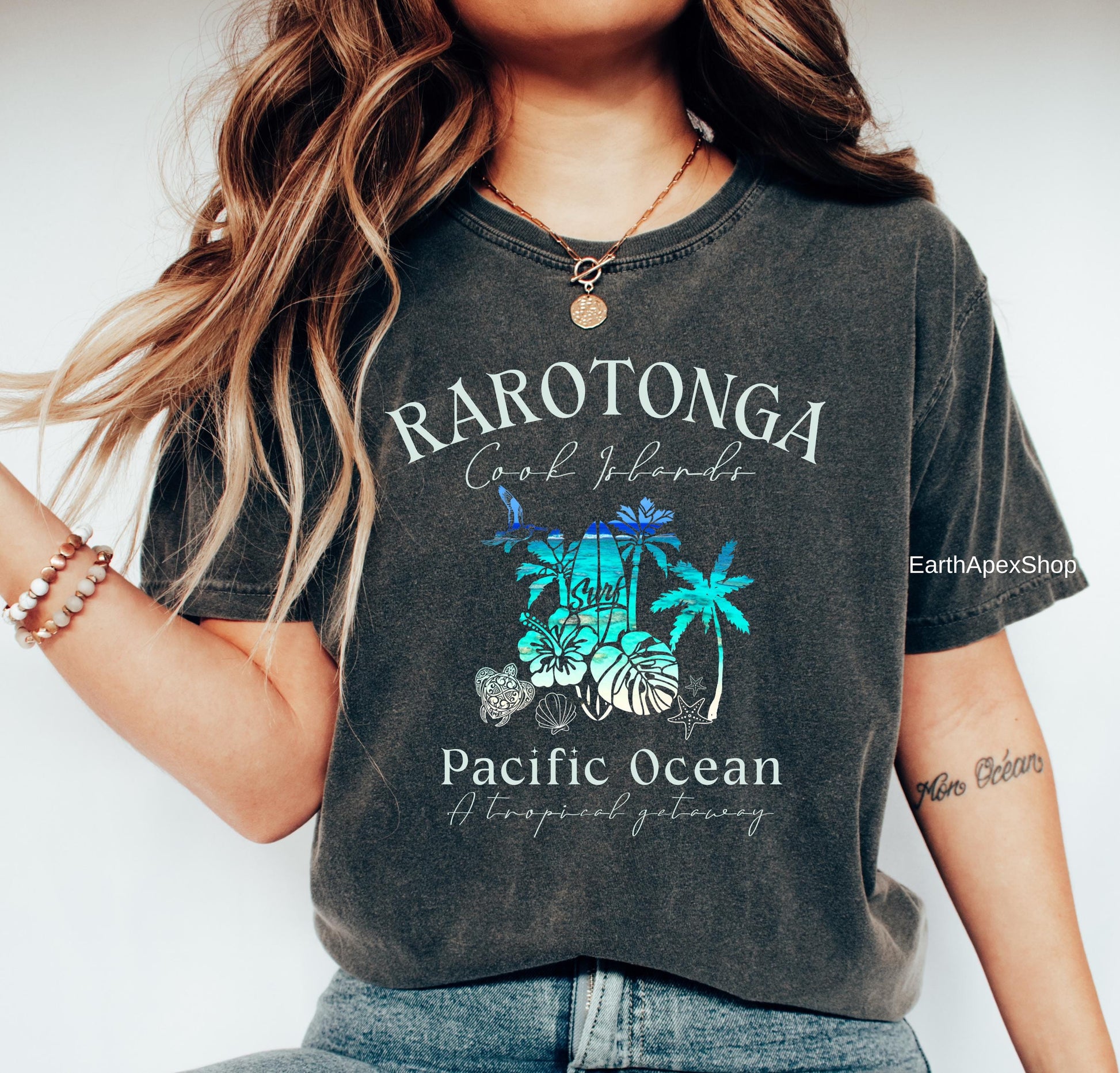 Rarotonga Graphic Tee: Cook Islands Surf Shirt - Coastal Vacation Vibes