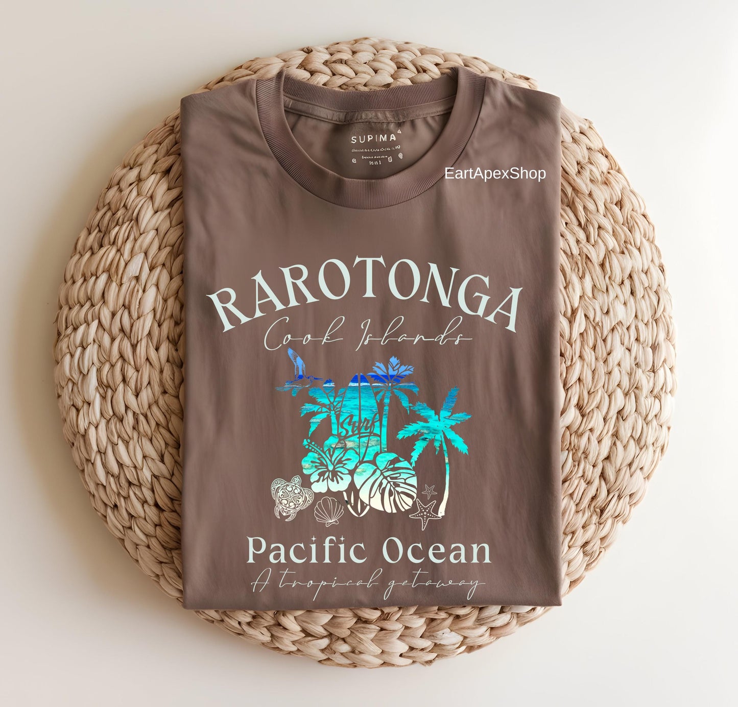 Rarotonga Graphic Tee: Cook Islands Surf Shirt - Coastal Vacation Vibes