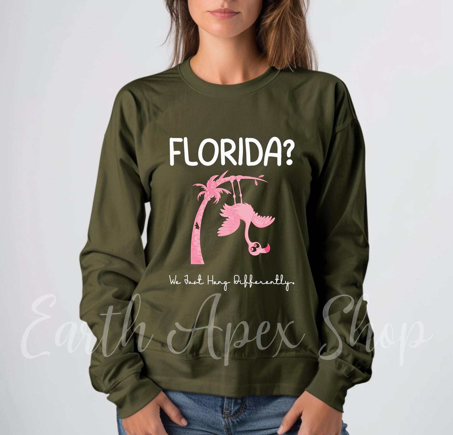 Funny Florida Sweatshirt: Hurricane Season Survivor Flamingo Graphic