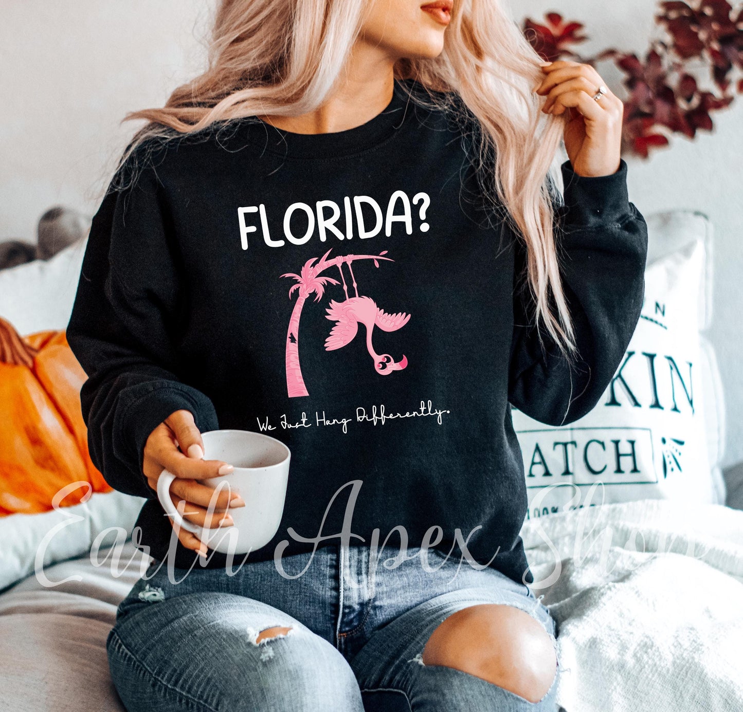 Funny Florida Sweatshirt: Hurricane Season Survivor Flamingo Graphic