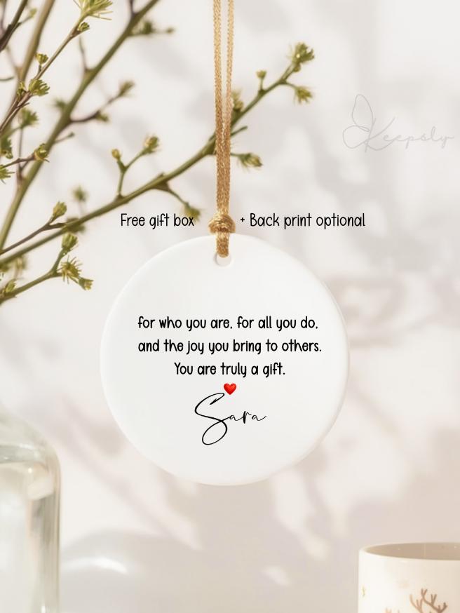 Personalized Thank You Ornament: Teacher, Nurse, Friend Appreciation Gift