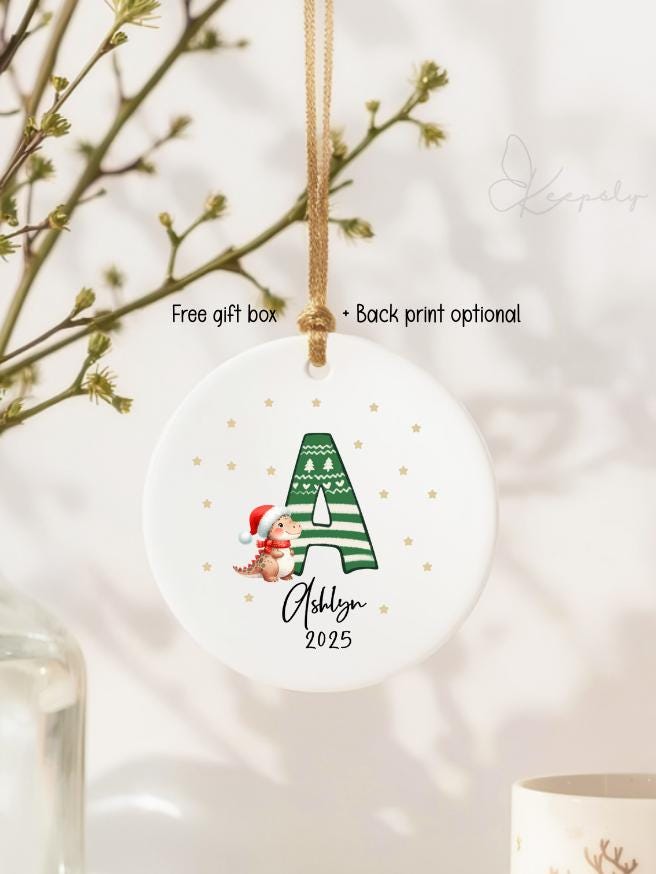Baby Ornament 2025 Customized Letters Ornaments Baby Dinosaur Monogram Personalized Initials Keepsake