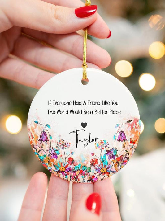 Best Friend Ornament Personalized | Friendship Gift Keepsake | Custom Holiday Ornament for Friends, Birthday or Winter Gift