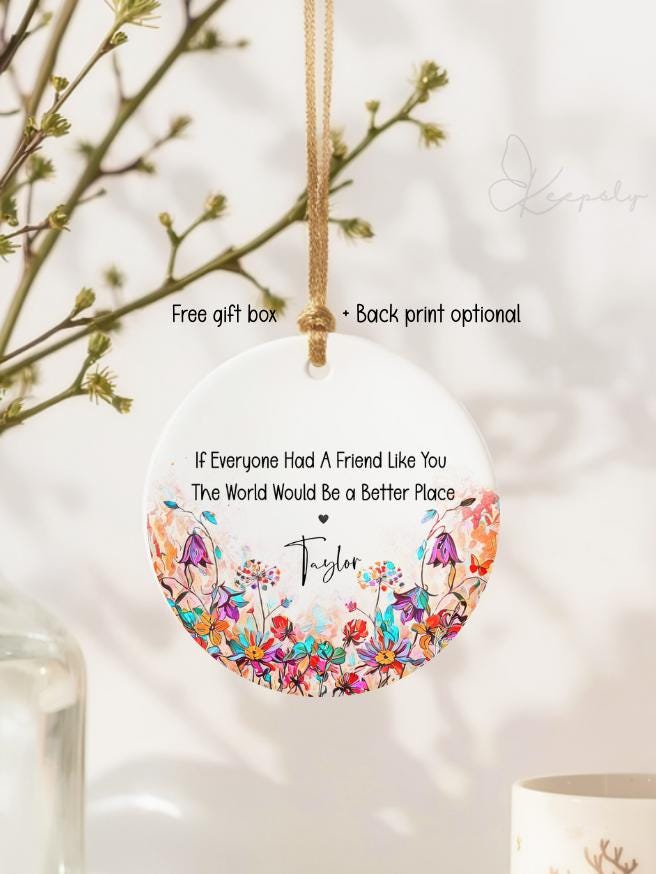 Best Friend Ornament Personalized | Friendship Gift Keepsake | Custom Holiday Ornament for Friends, Birthday or Winter Gift