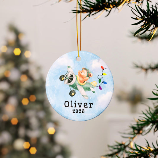 Boys Ornaments Plane Christmas Ornament Personalized Baby Boy Keepsake Gift from Grandparents